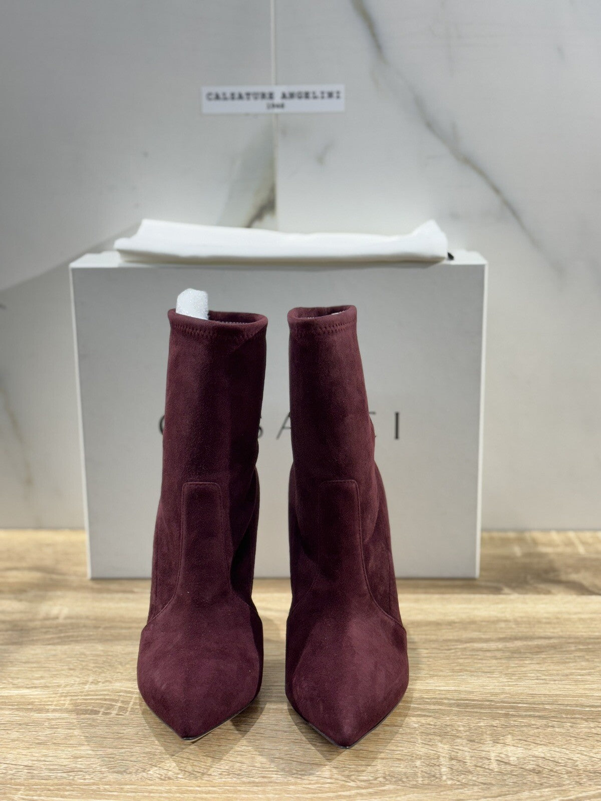Casadei Blade  Stivaletto Suede Vinaccia  Luxury Casadei Woman Shoes 36