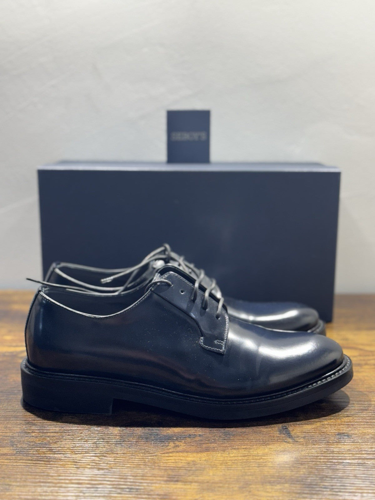 Seboy’s Derby  Pelle Blu Fondo Gomma Made In Italy Uomo 41