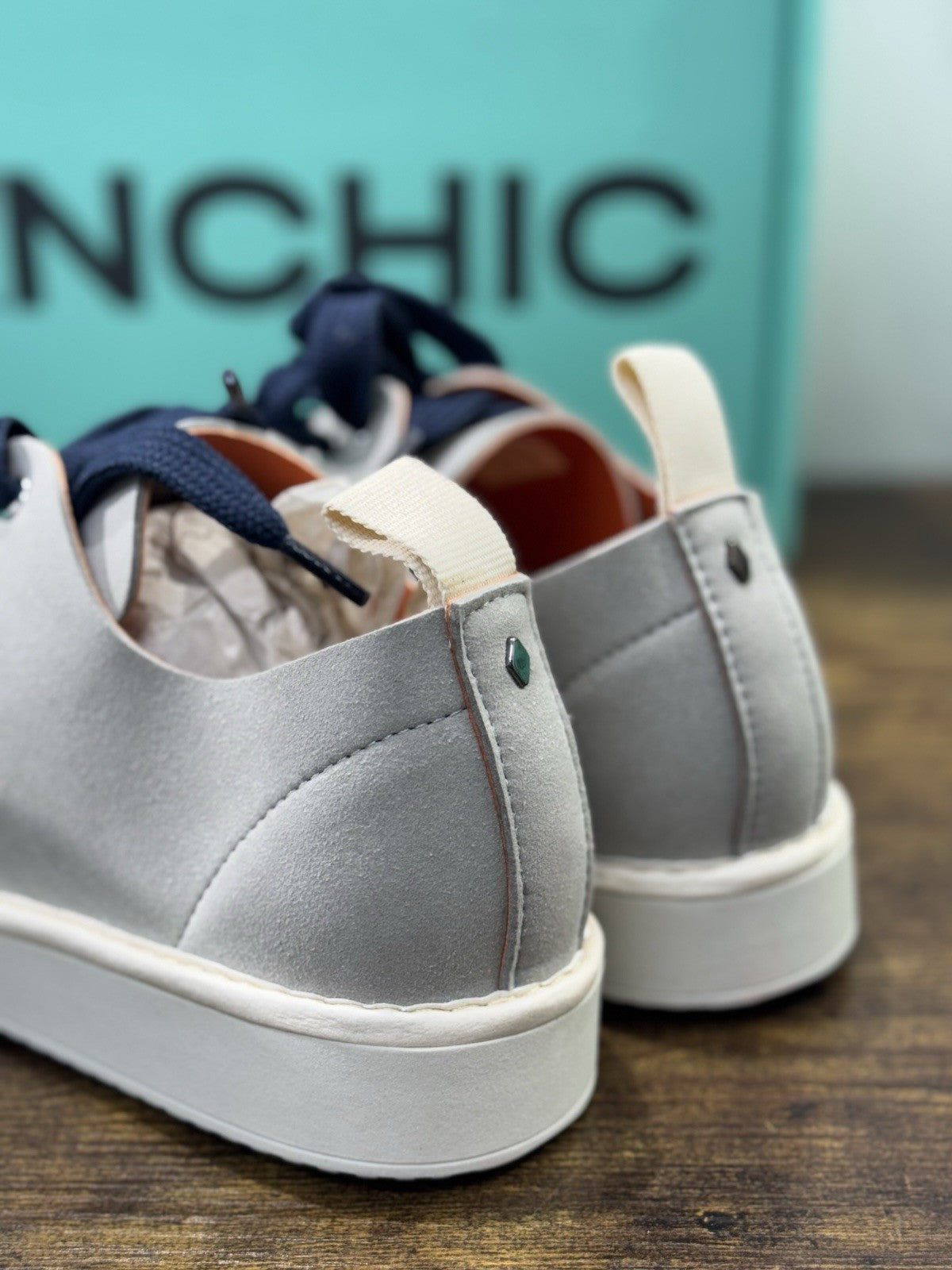 Panchic Lace Up Scarpa Suede Grey Blu Casual Uomo 43