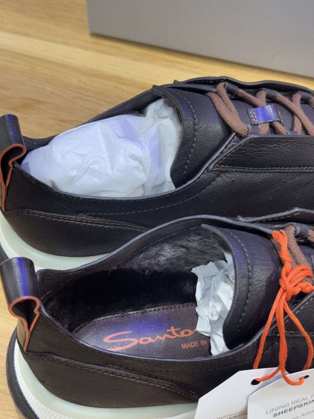 Santoni Innova Sneaker Pelle Brown Con Fur Luxury Santoni Scarpa Uomo 42