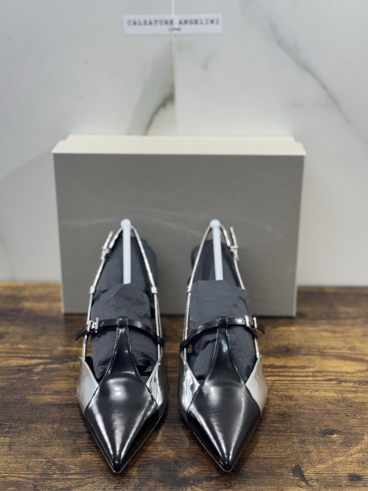 Sergio Levantesi Décolleté Pelle Nero Argento Luxury Made In Italy Donna 41