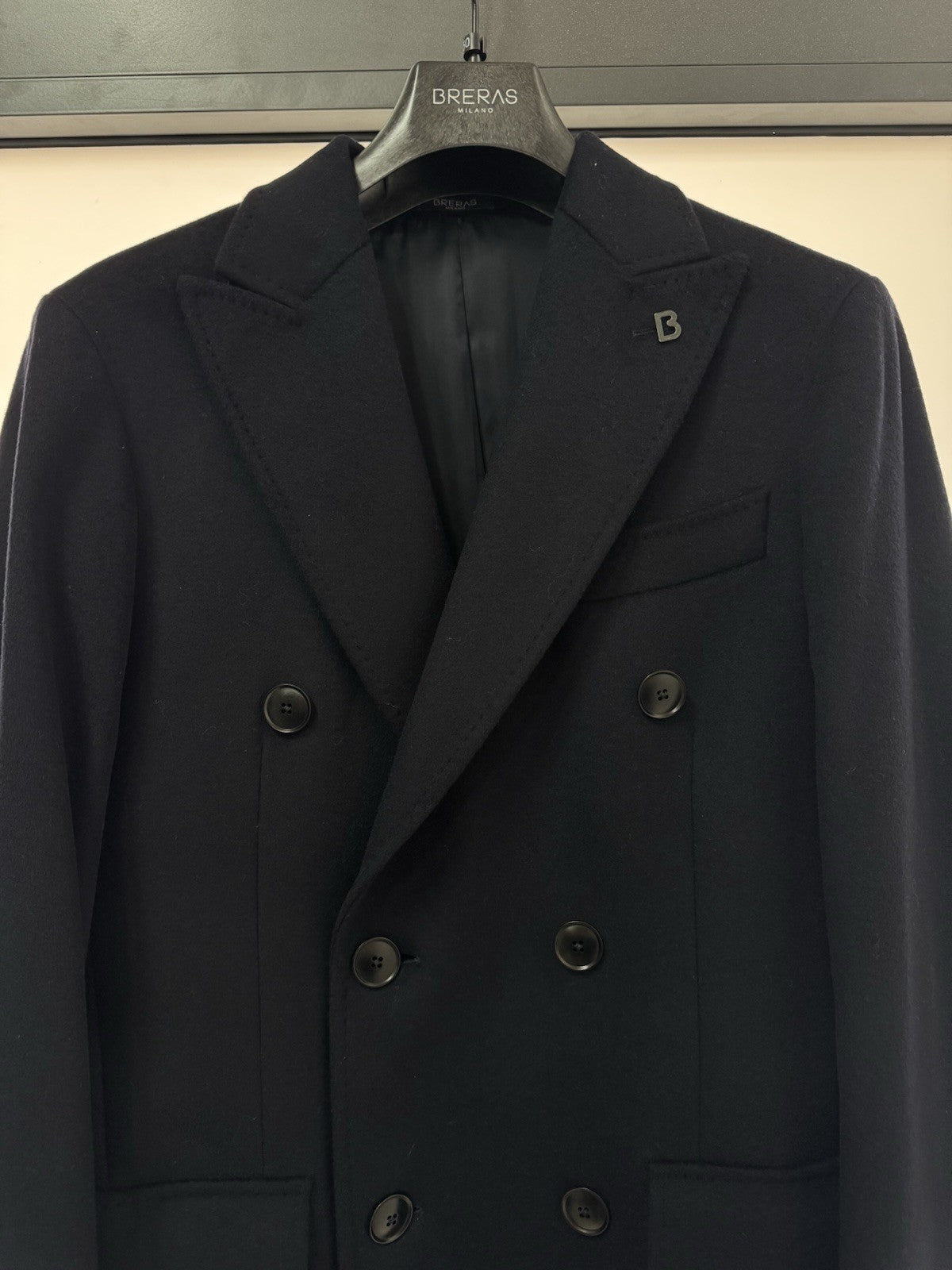 Breras Cappotto Doppiopetto Martingala in pura lana E Cashmere Blu  Uomo 50