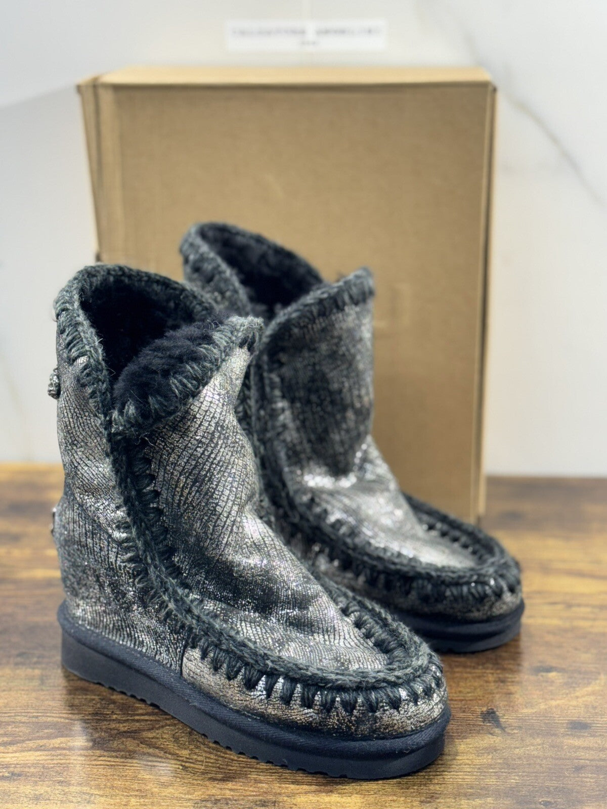 Mou Inner Wedge Nero Laminato Casual Mou Woman Boot 36