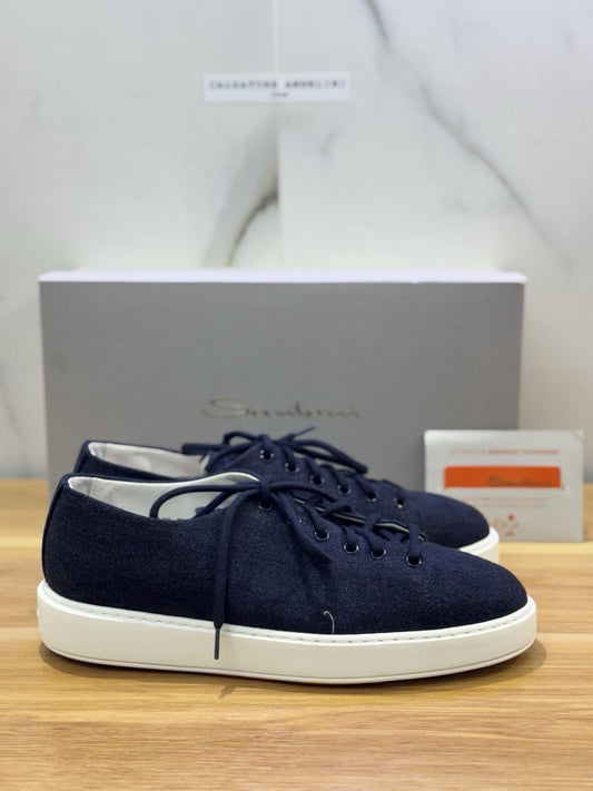 Santoni Icon  Sneaker Fabric  Blu  Luxury Santoni Scarpa Uomo 39