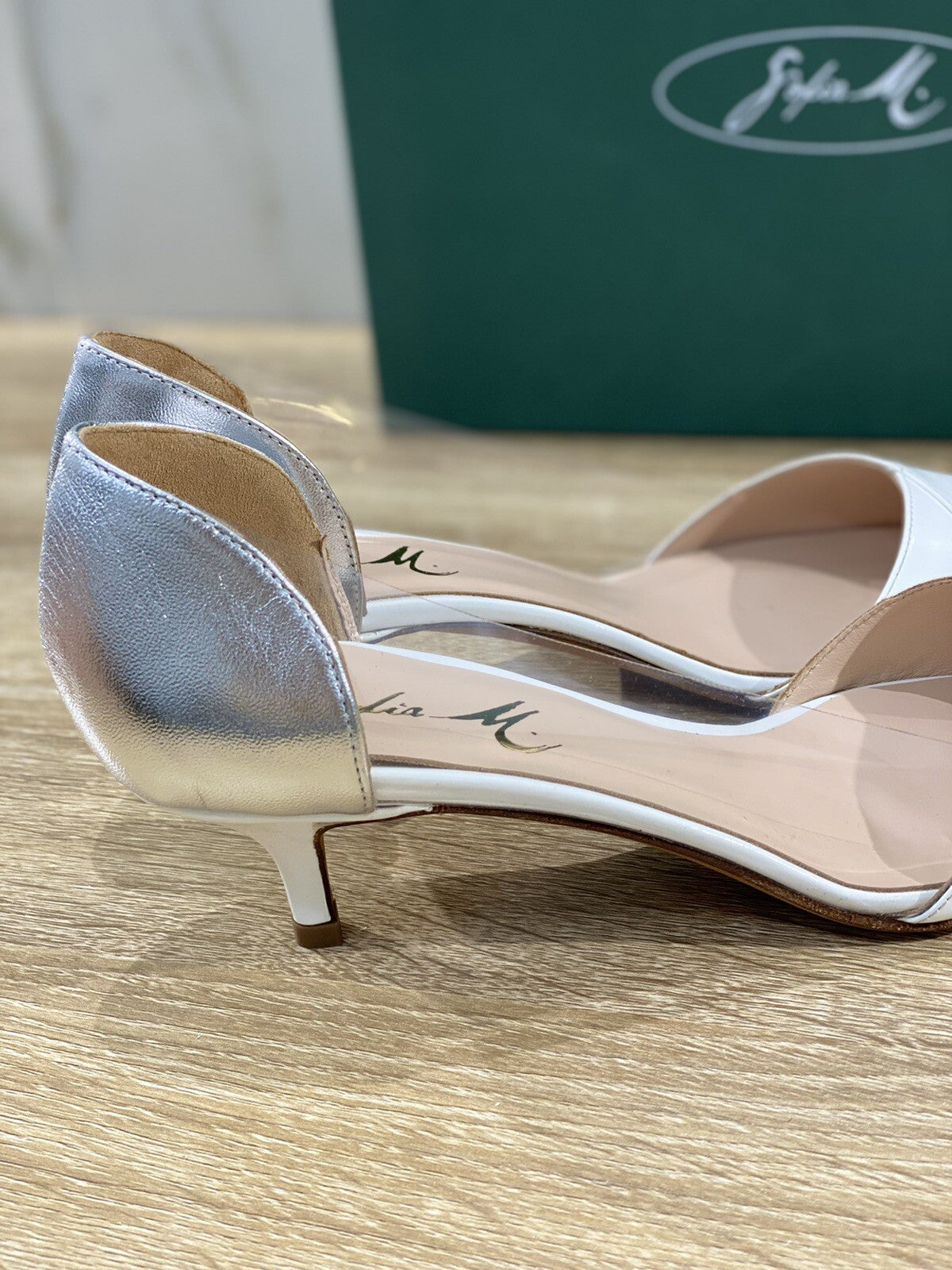 Sofia M. Decolte’ donna perla 105 vernice bianca luxury woman shoe 40