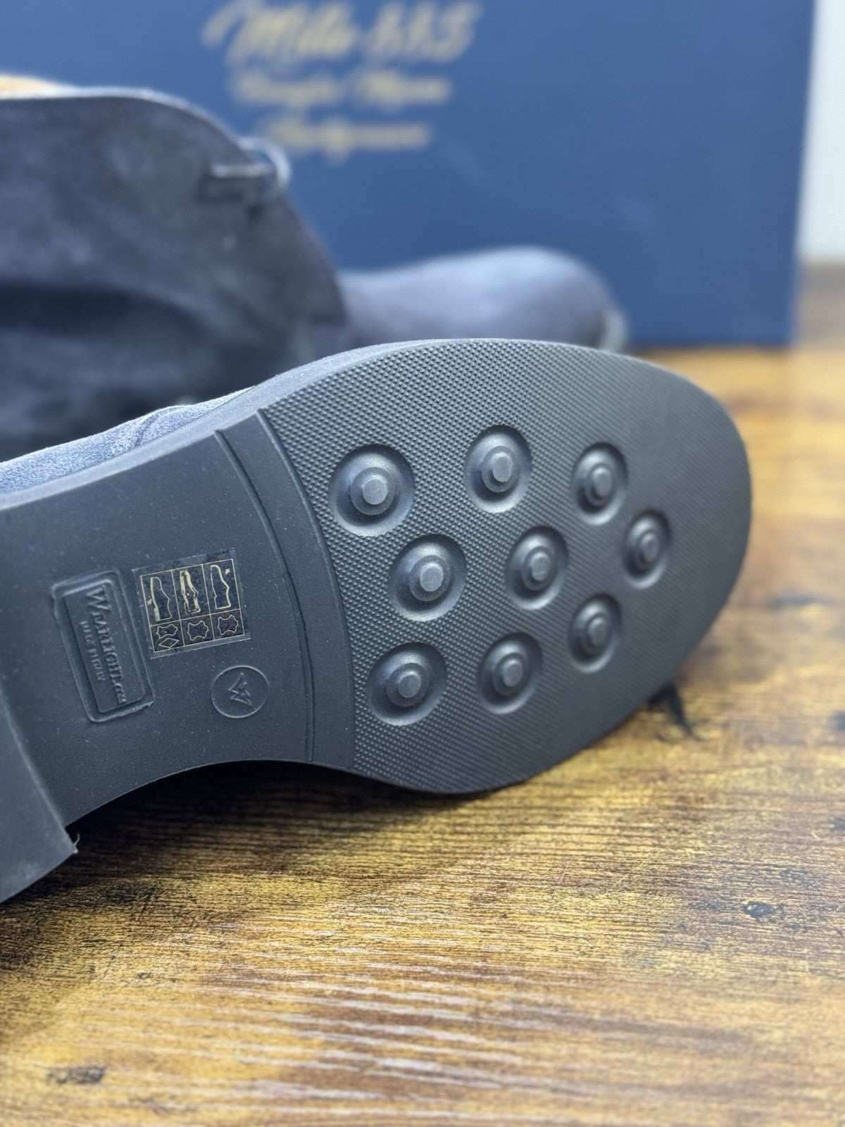 Mille 885 Polacchino    Suede Blu    Fatto A Mano In Italia Uomo 44