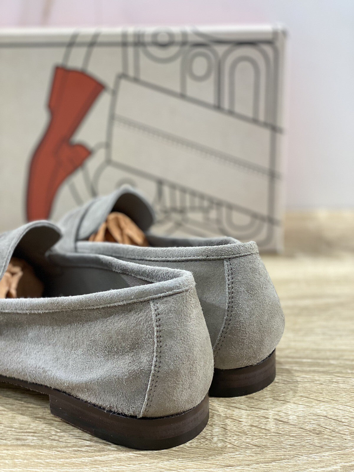 Il Mocassino Scarpa Uomo Modello Tasca In Suede Sand Luxury Men Shoes 41