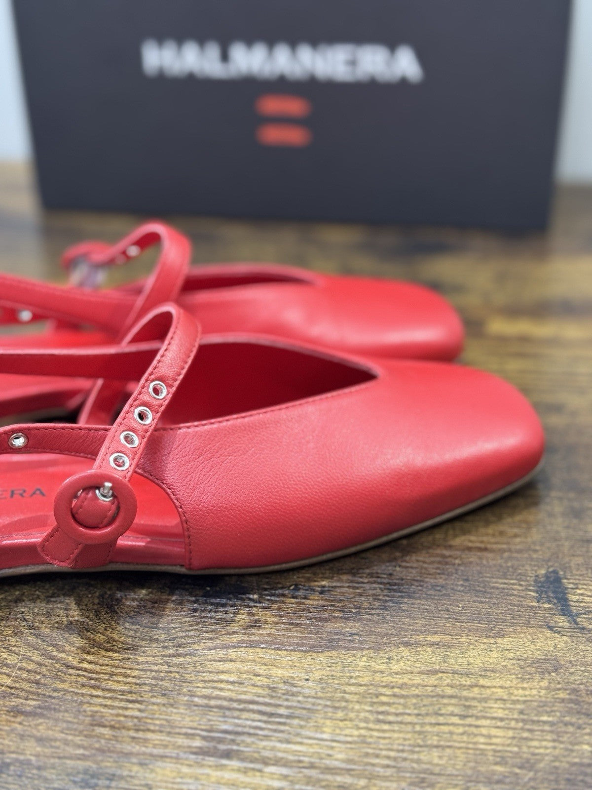 Halmanera Sling Back Pelle Rossa Top Quality Donna 38