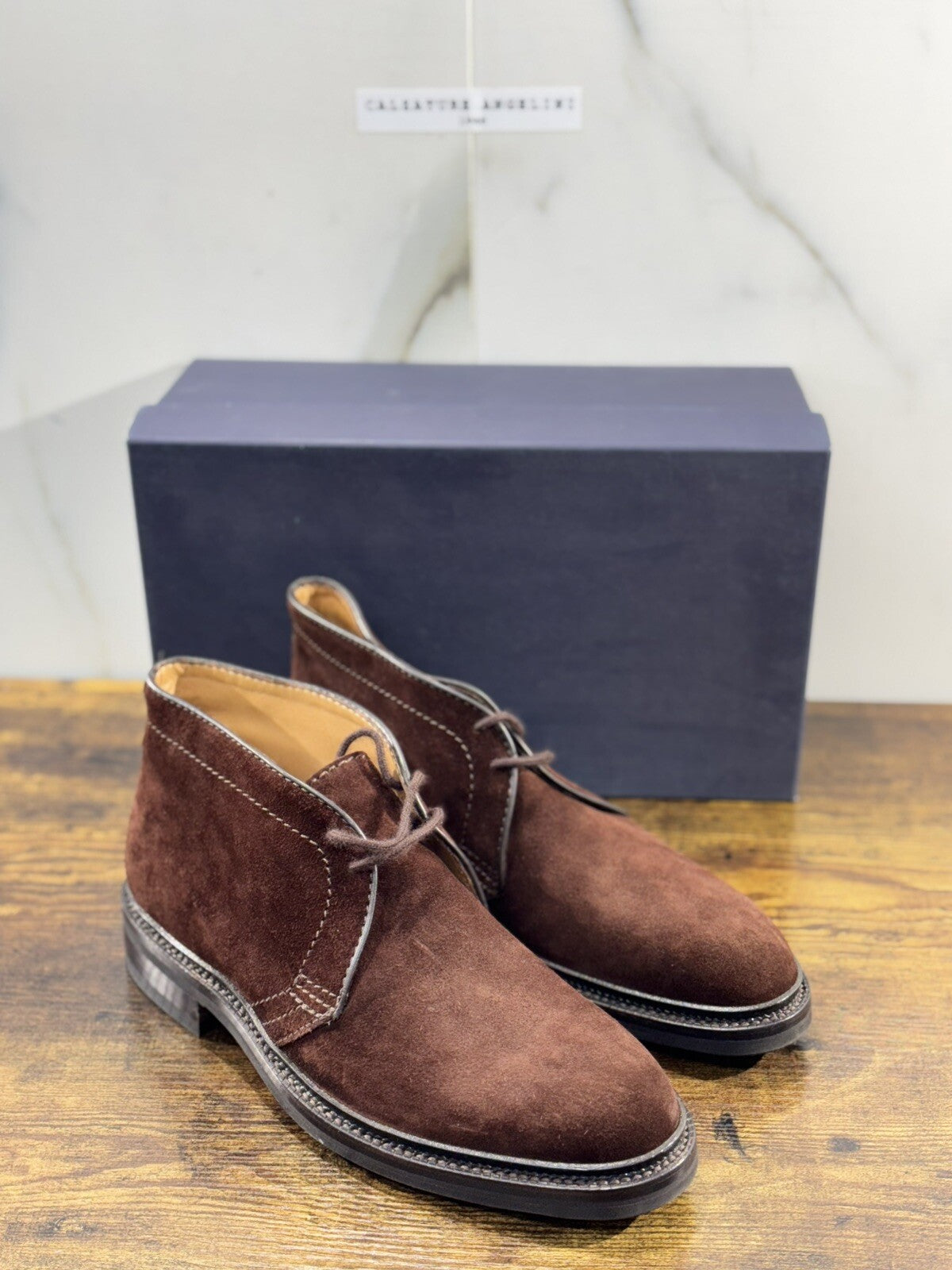 Edward Weston Polacchino Uomo Suede Cotto Gomma Triplex Northhampton Handmade 40