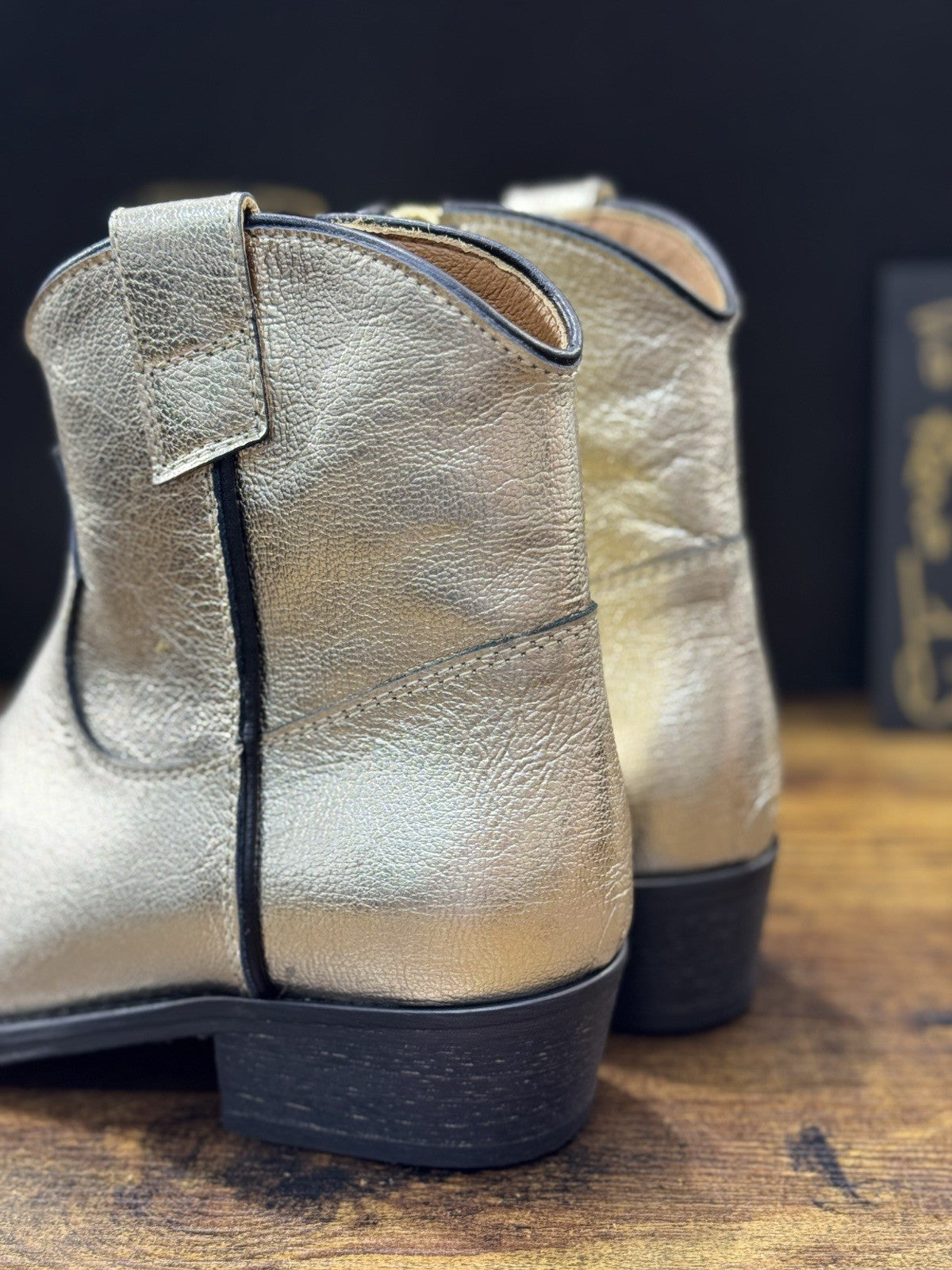 Via Roma 15 Texano Pelle Oro  Casual Texan Boot Donna 37