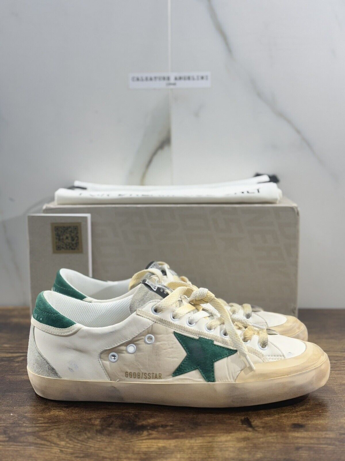 Golden Goose Sneaker Uomo Super Star Penstar Verde Bianca Luxury Men Sneaker 40