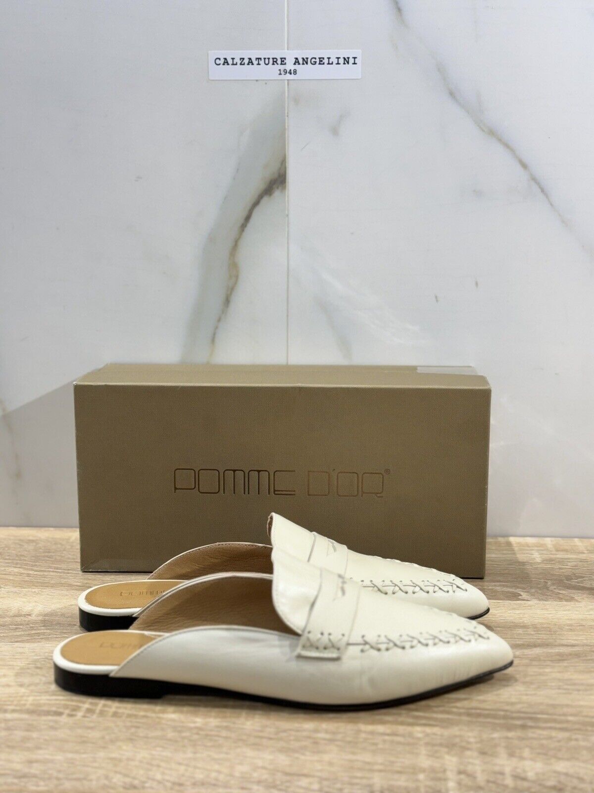 Pomme D’or Mules Donna Pelle Crema  Luxury Handmade Woman Pomme D’or 39