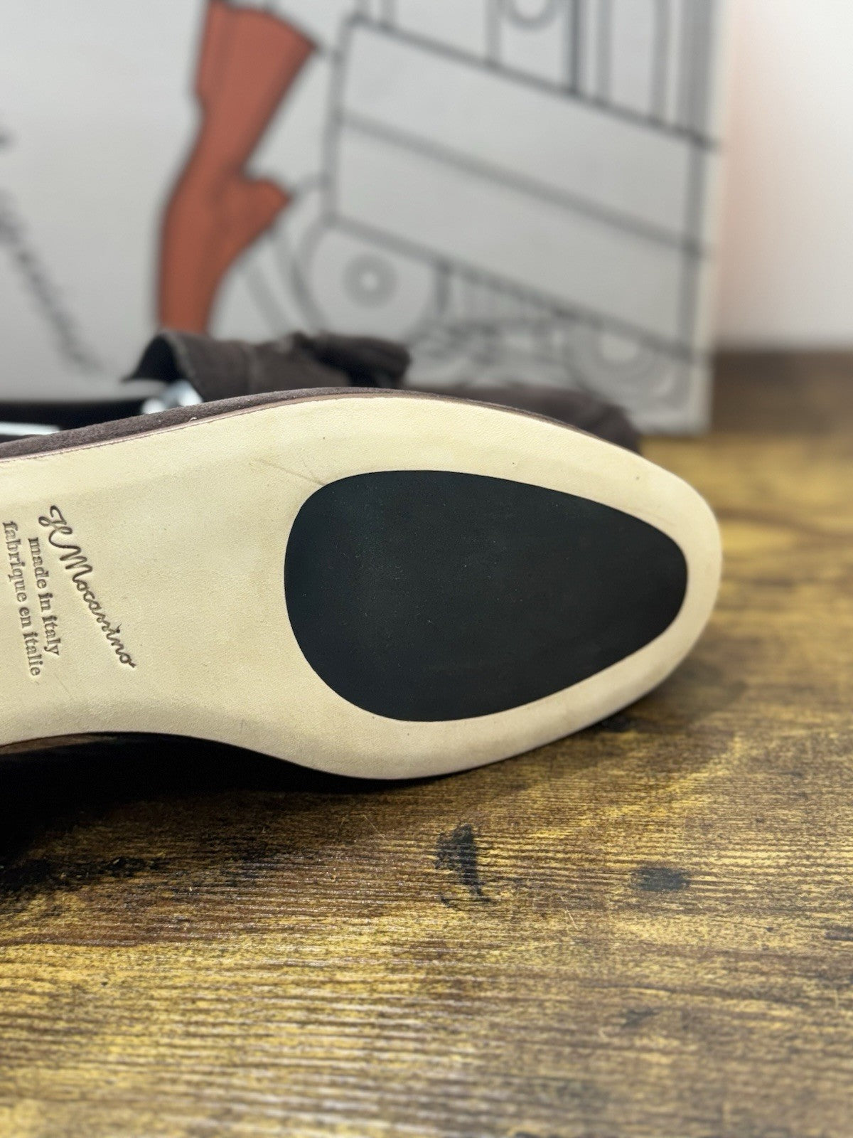 Il Mocassino Tasca Scarpa Suede Marrone 100% Fatta In Italia Mocassino Uomo 42
