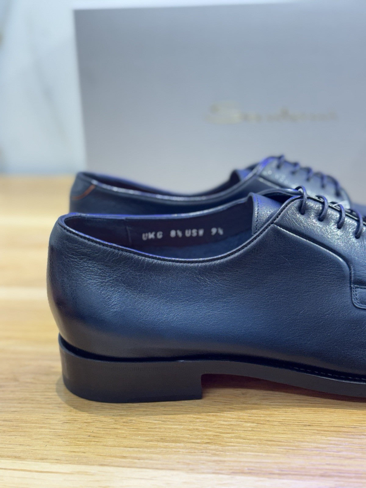 Santoni Derby Pelle Blu Goodyear Fondo Cuoio Luxury Santoni Scapra Uomo 42,5