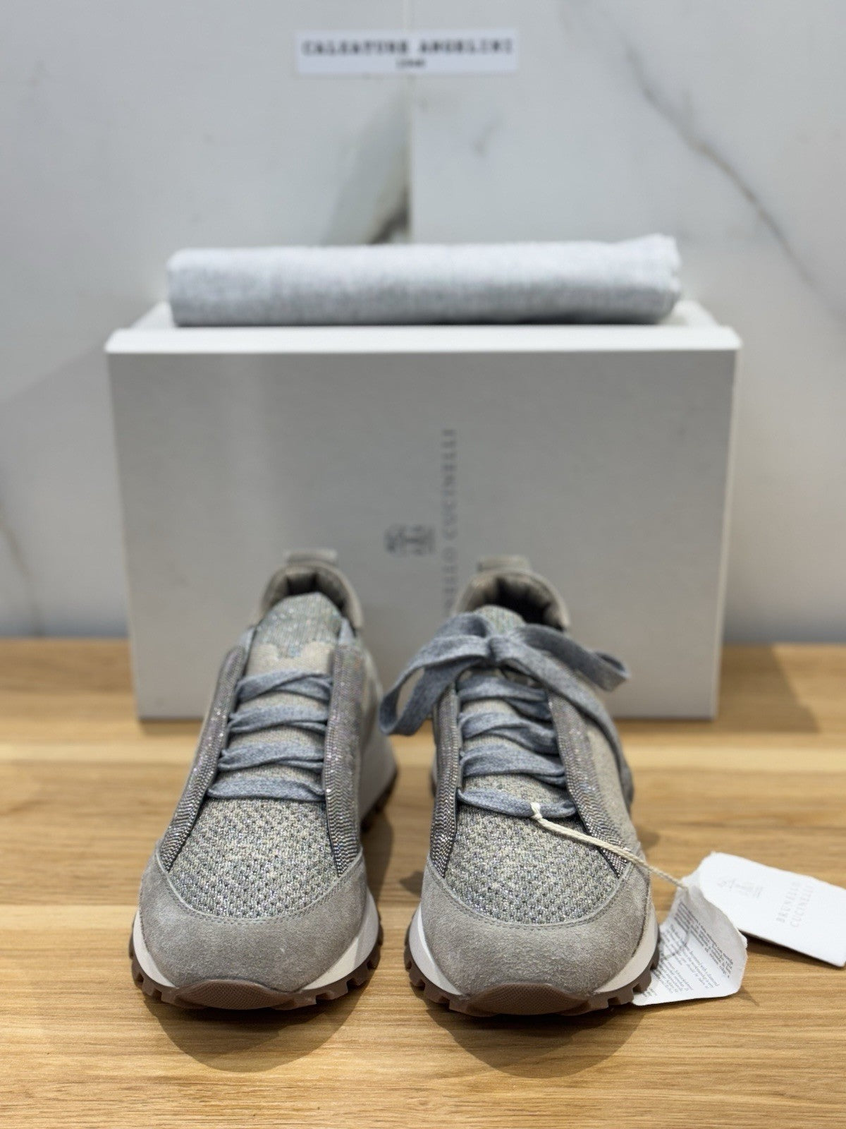 Brunello Cucinelli Sneaker  Suede Grey  Beige Luxury Cucinelli Scarpa Donna 36