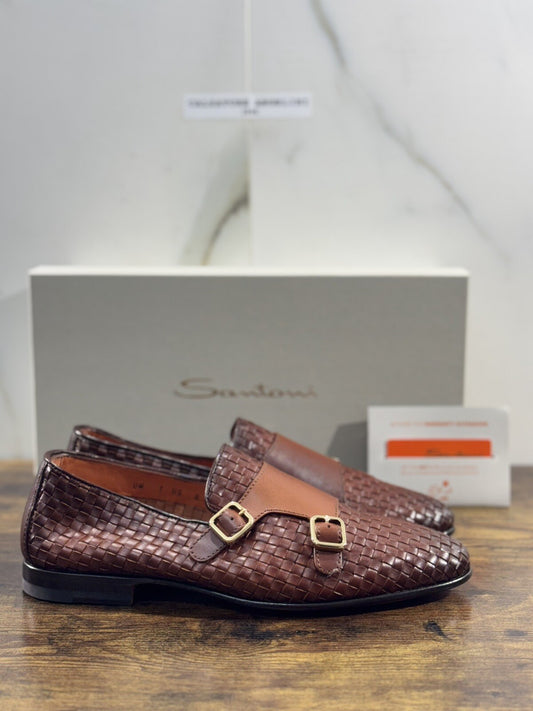 Santoni Scarpa Uomo Mocassino   Pelle  Cuoio Intreccio Luxury Men Santoni 7