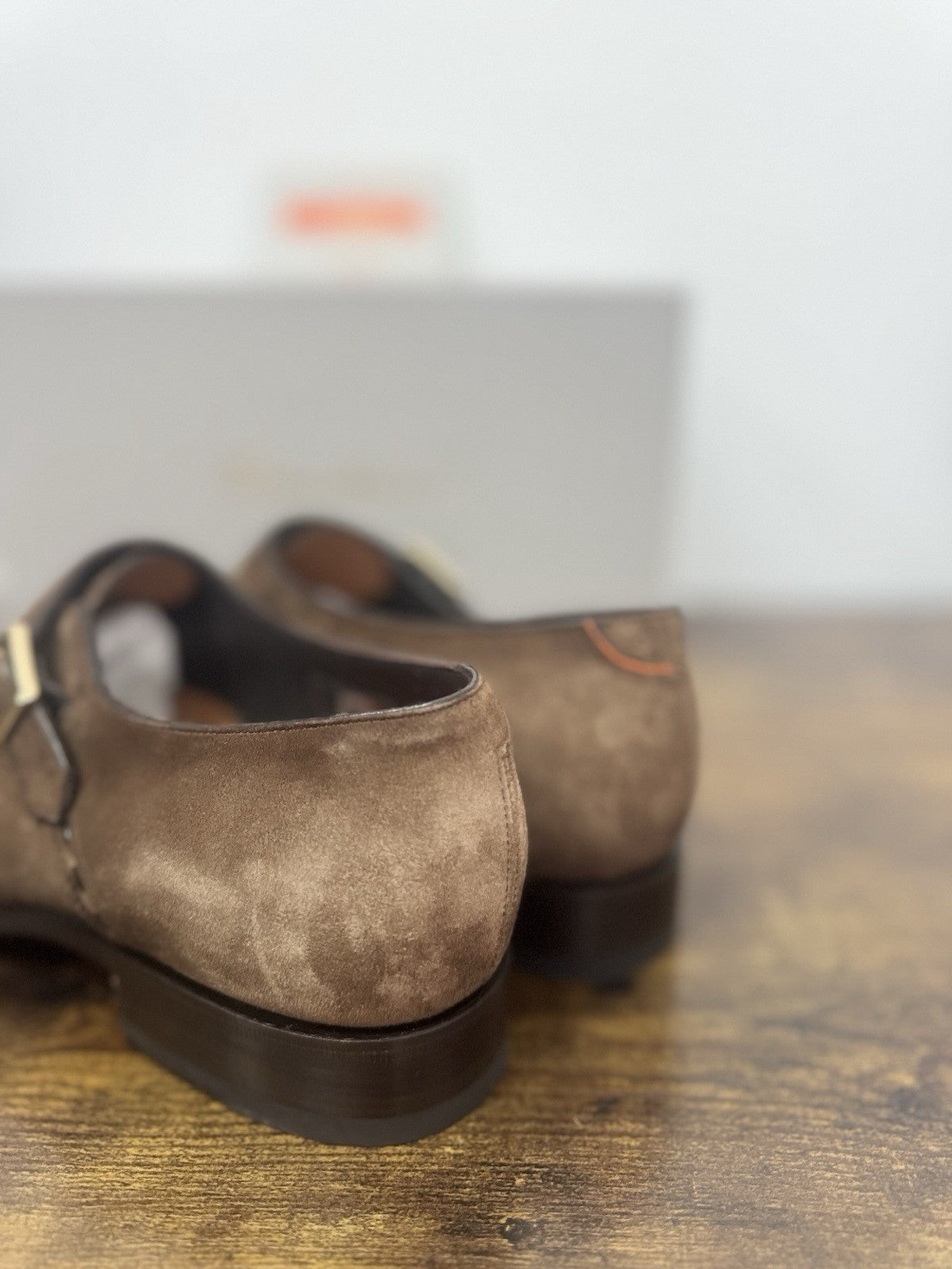 Santoni Double  Buckle Goodyear  Suede Brown   Luxury Scarpa Santoni Uomo 42.5