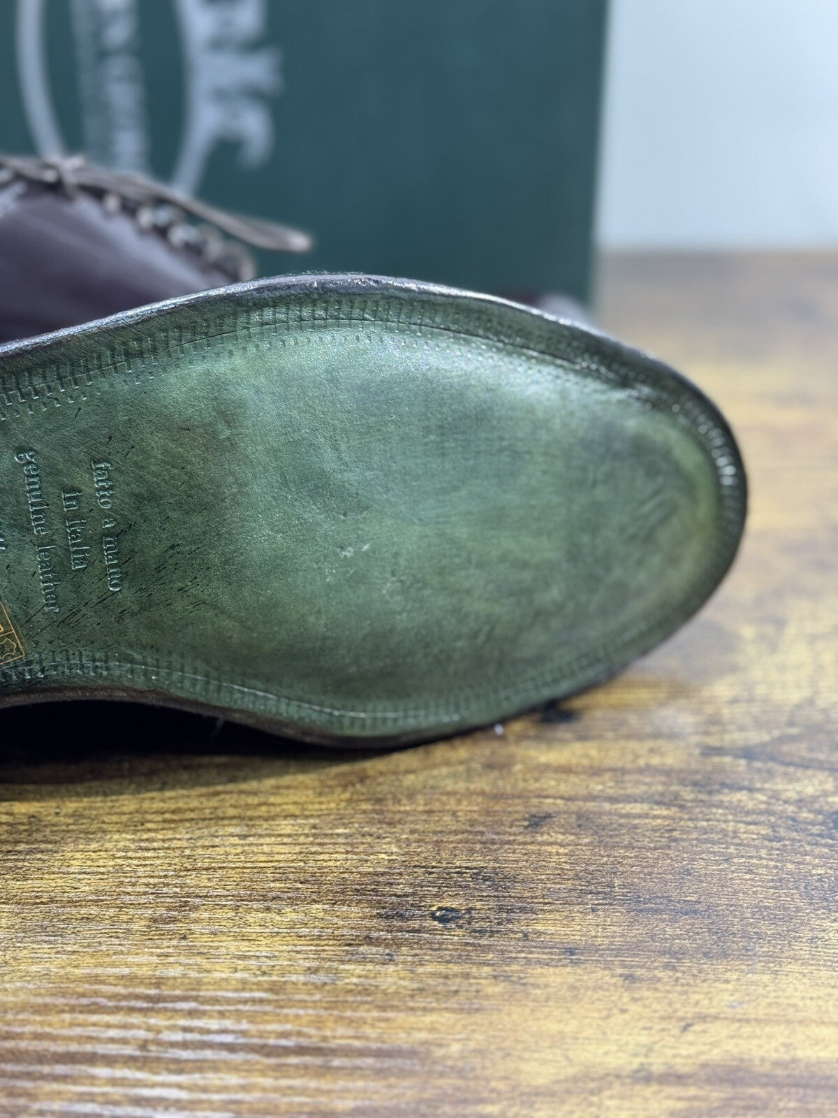 Green George derby Marrone  in pelle polished luxury men  Doppio Cuoio 40.5