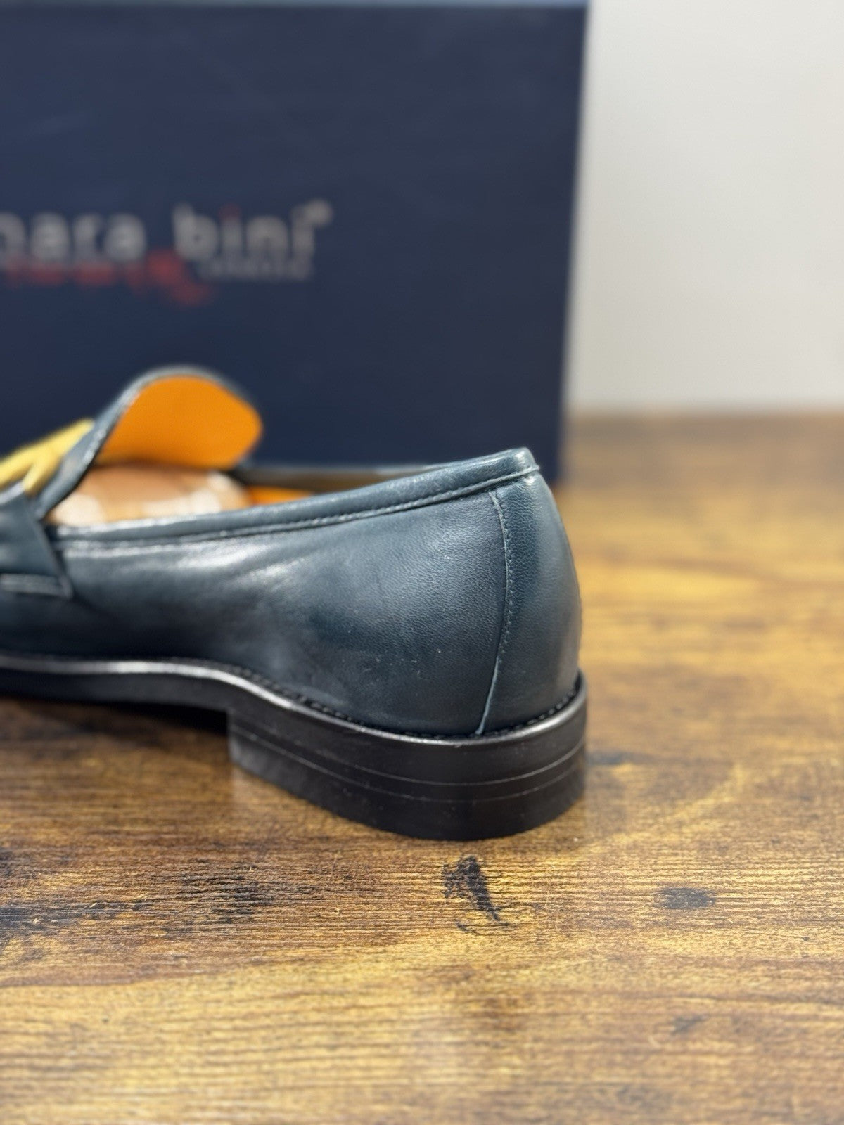 Mara Bini Mocassino  Donna Pelle Petrolio  Handmade Sacchetto Fondo Vibram 36.5