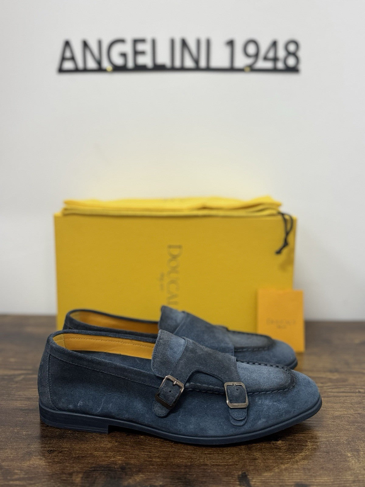 Doucal’s  Mocassino Doppia Fibbia Suede Blu  Flexible  Casual Scarpa Uomo 42.5