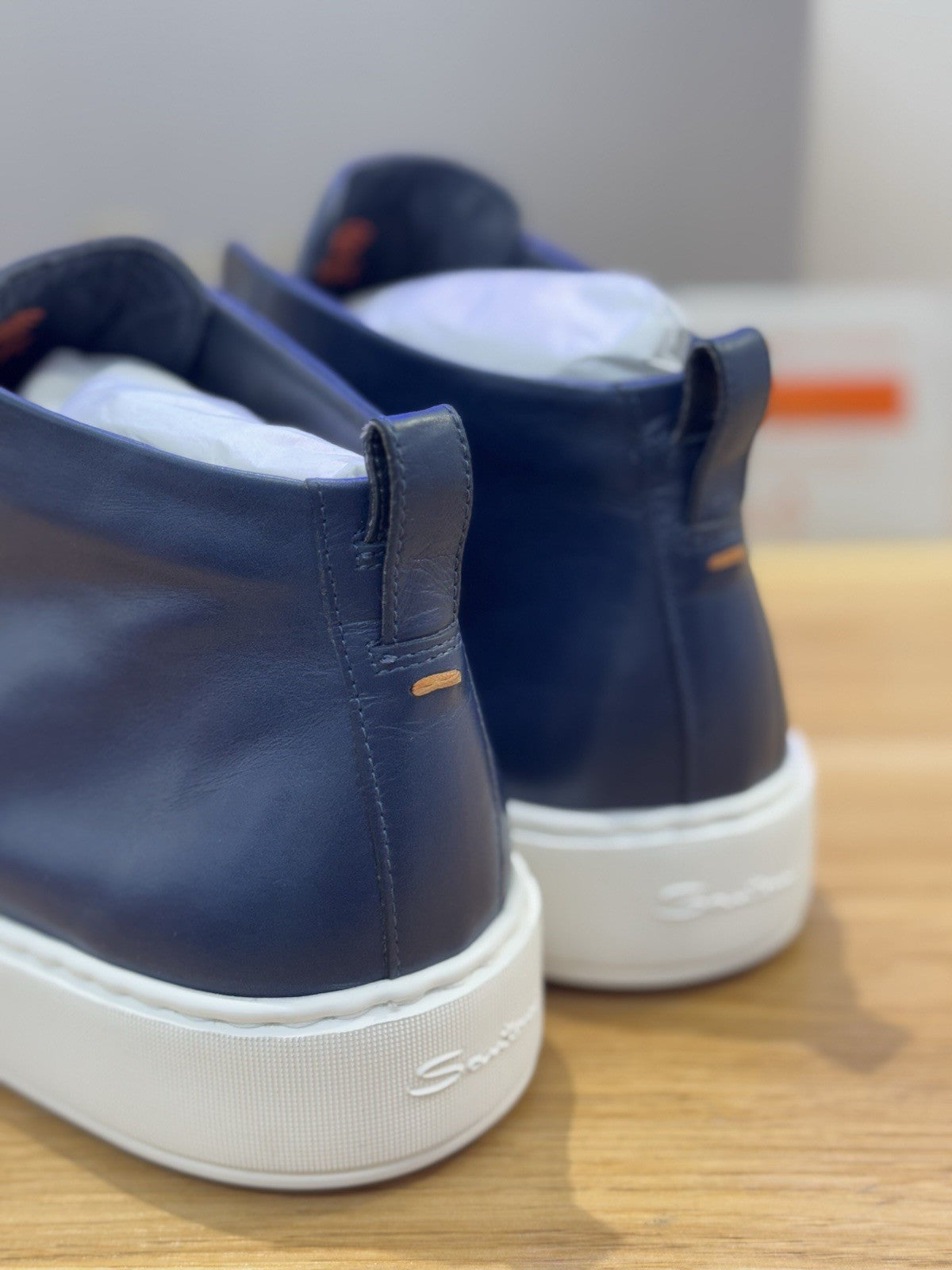 Santoni Icon  High Sneaker Pelle   Blu  Luxury Santoni Scarpa Uomo 42
