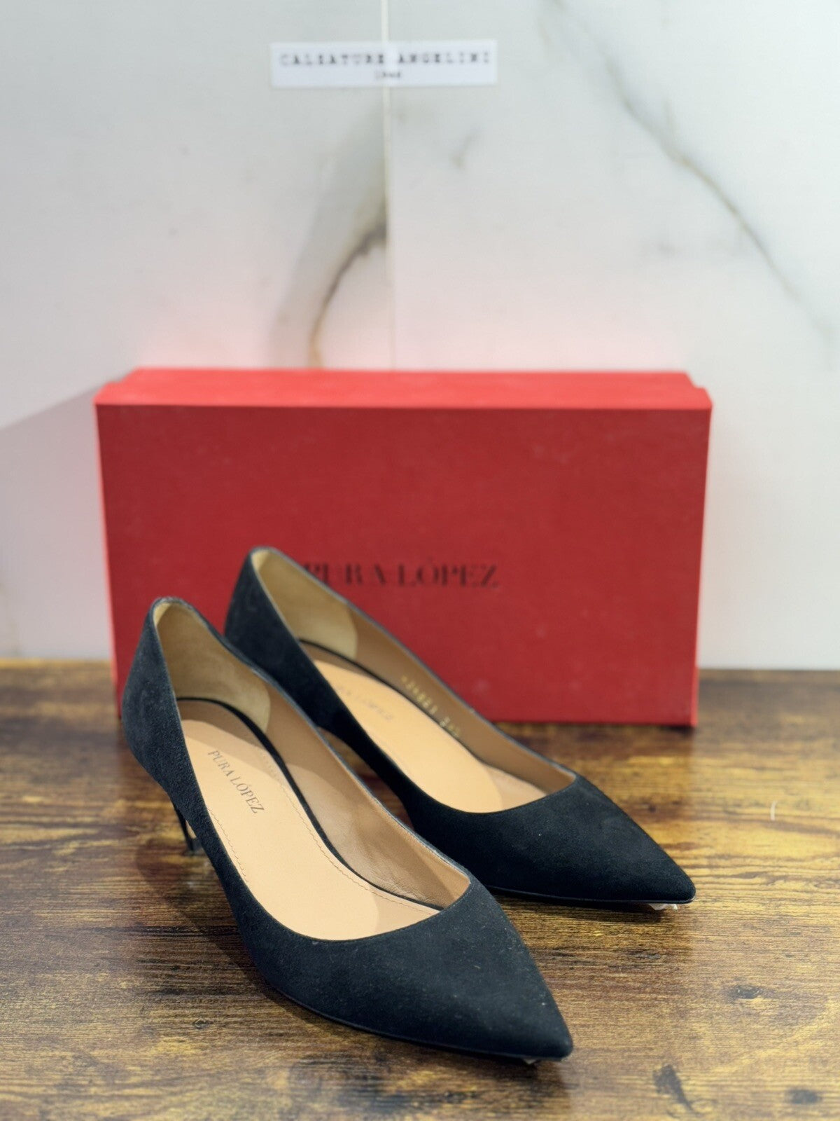 Pura Lopez Decollete’  Donna Pelle Nero  Casual Shoes 38.5