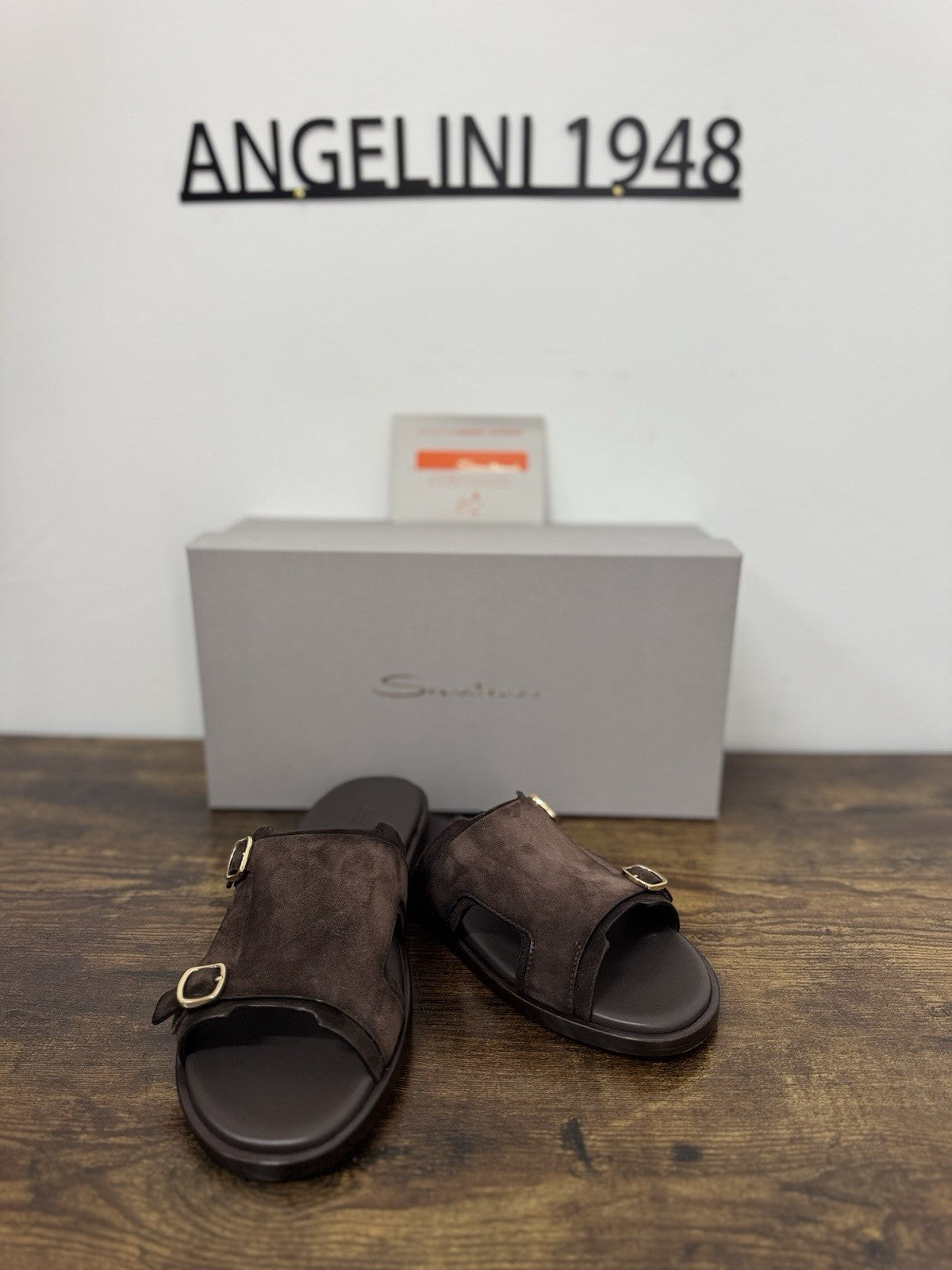 Santoni Sandalo Double Buckle Suede Marrone Luxury Santoni Sandalo Uomo 41.5