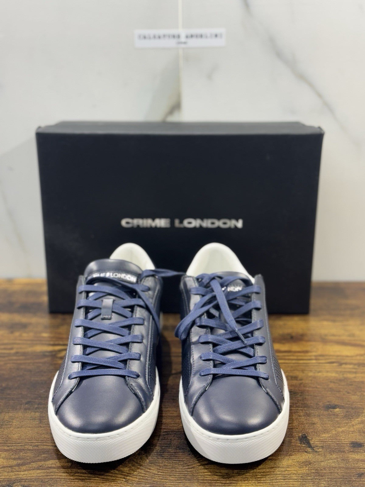 Crime London Sneaker Uomo Low Top Essential      Pelle  Blu Casual Men Shoes 44