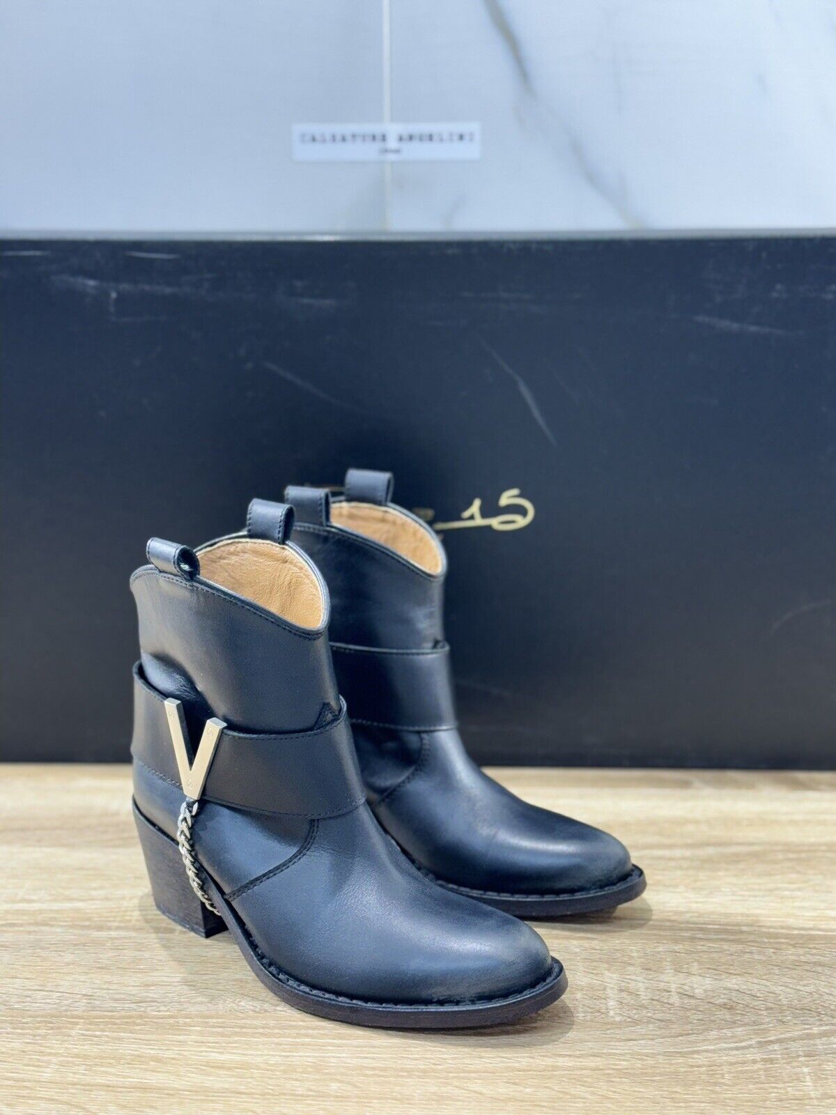 Via Roma 15 Stivale Texano  Donna Pelle  Nero Luxury Boot Woman 36