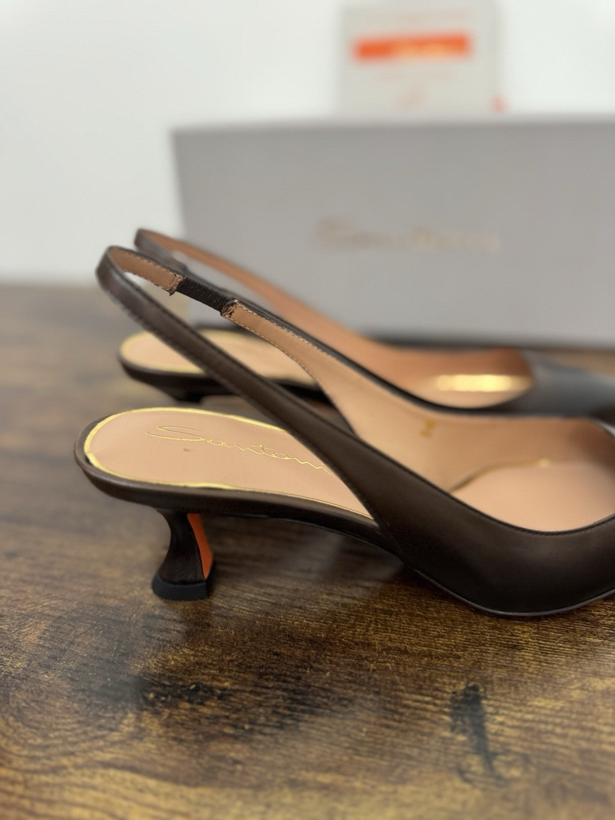 Santoni Sandalo  Sling Back Pelle Marrone   Luxury Santoni Woman Shoes 36