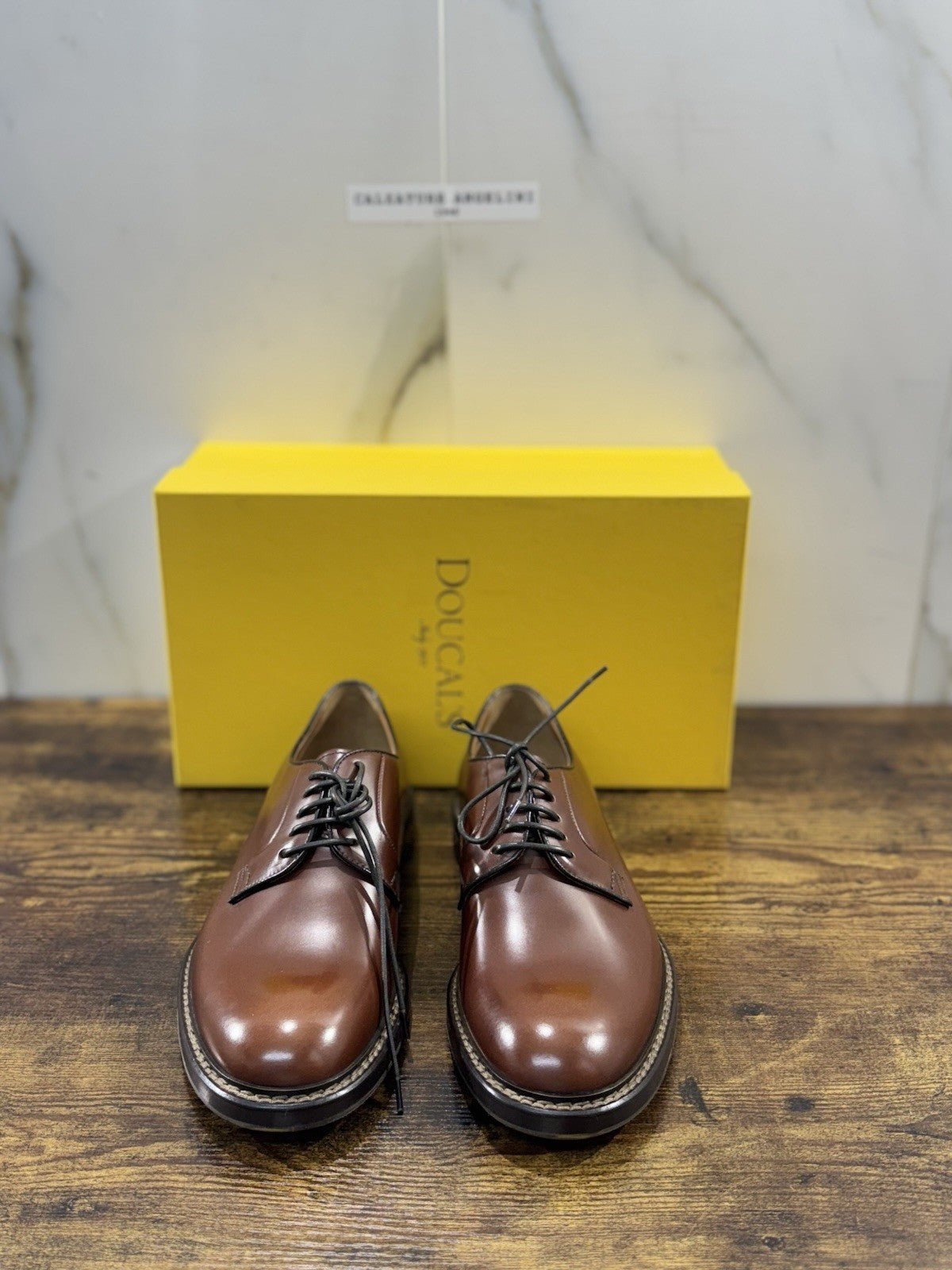Doucal’s Derby Pelle Polish Castagno Luxury Doucal’s Scarpa Uomo 40.5