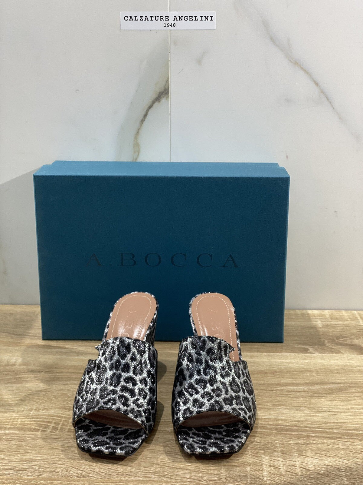 A.Bocca Sandalo Zeppa Donna Pelle Nero Glitter luxury woman Shoe  A.Bocca  41