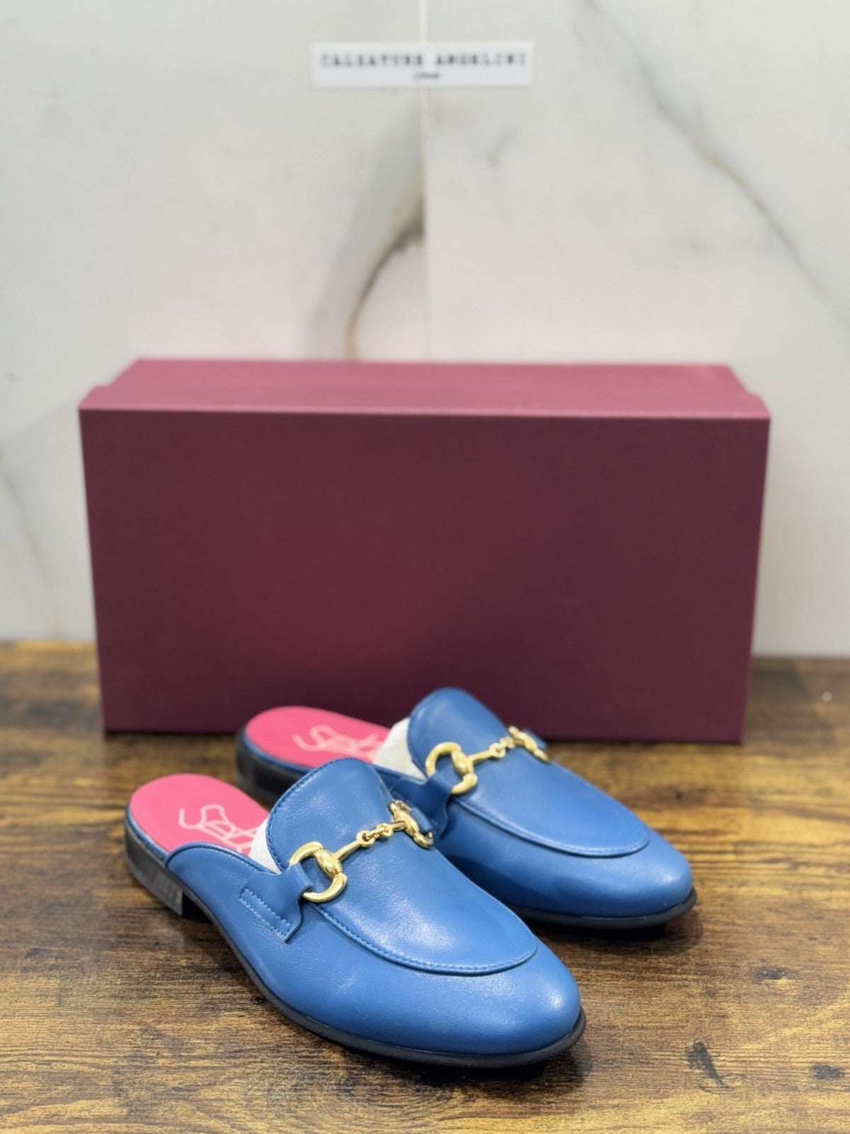 Seboy’s Sandalo Sabot Pelle Azzurro  Casual Donna 37