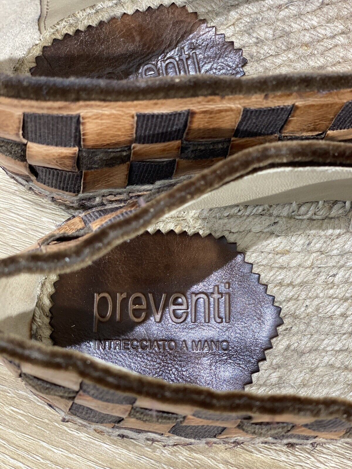 Preventi Espadrilles Uomo In Pelle Intrecciata Cuoio Luxury Men Shoe Preventi 44