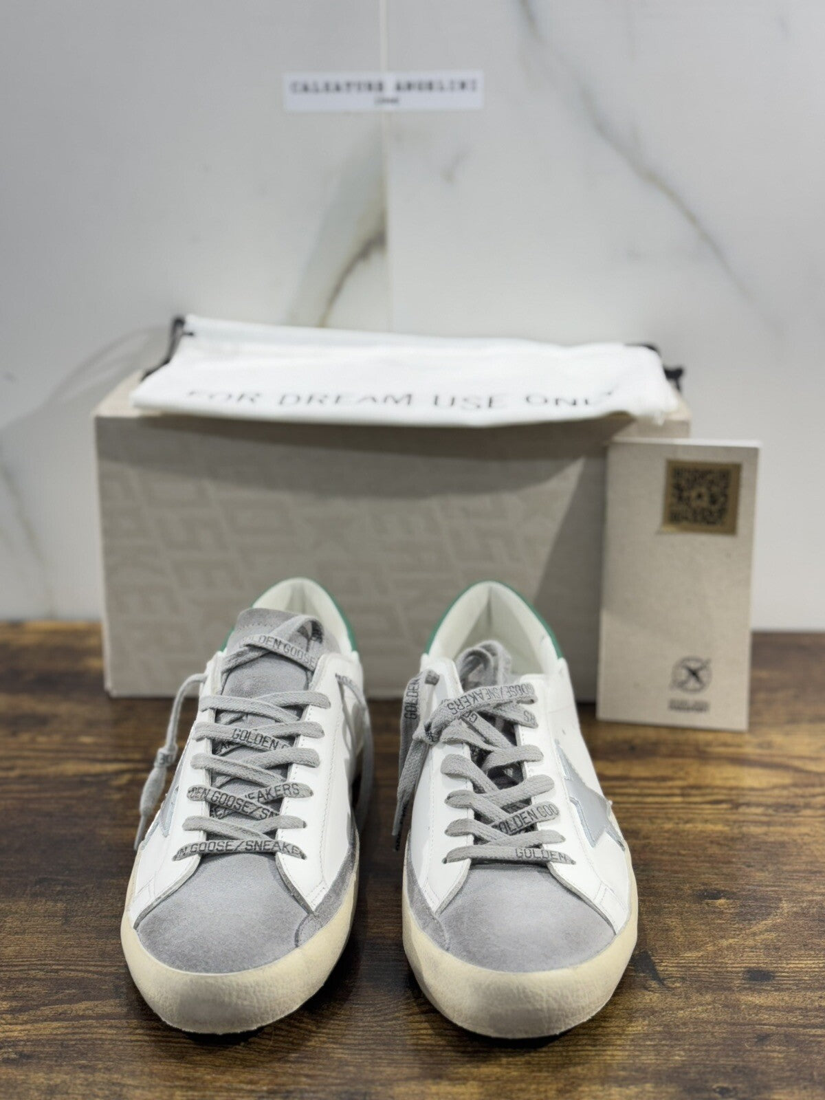 Golden Goose Sneaker Uomo Super Star White Green   Pelle Luxury Men Sneaker 41
