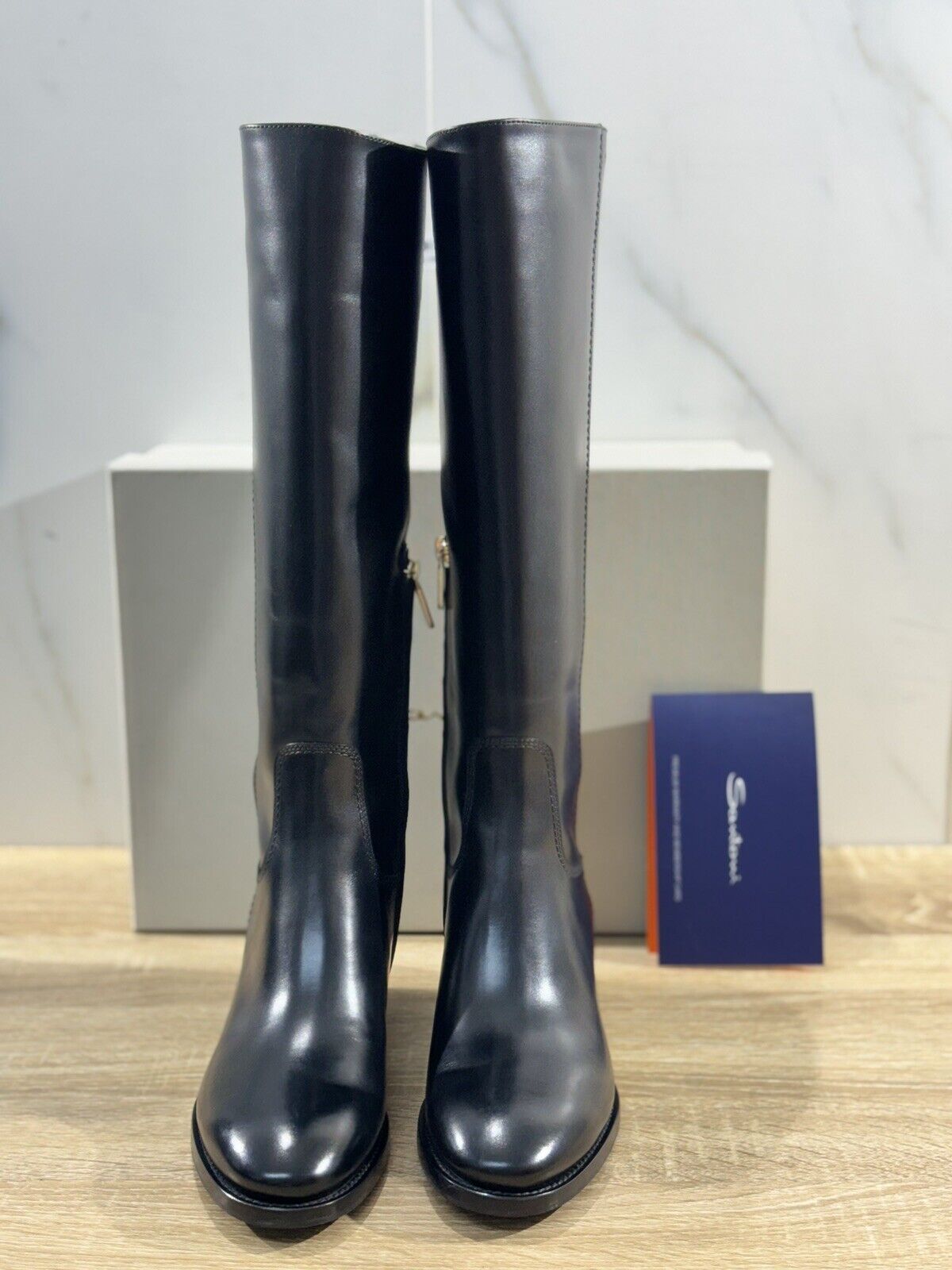 Santoni Stivale Tubo   Donna In Pelle Nero    Luxury Woman Boot Santoni 36