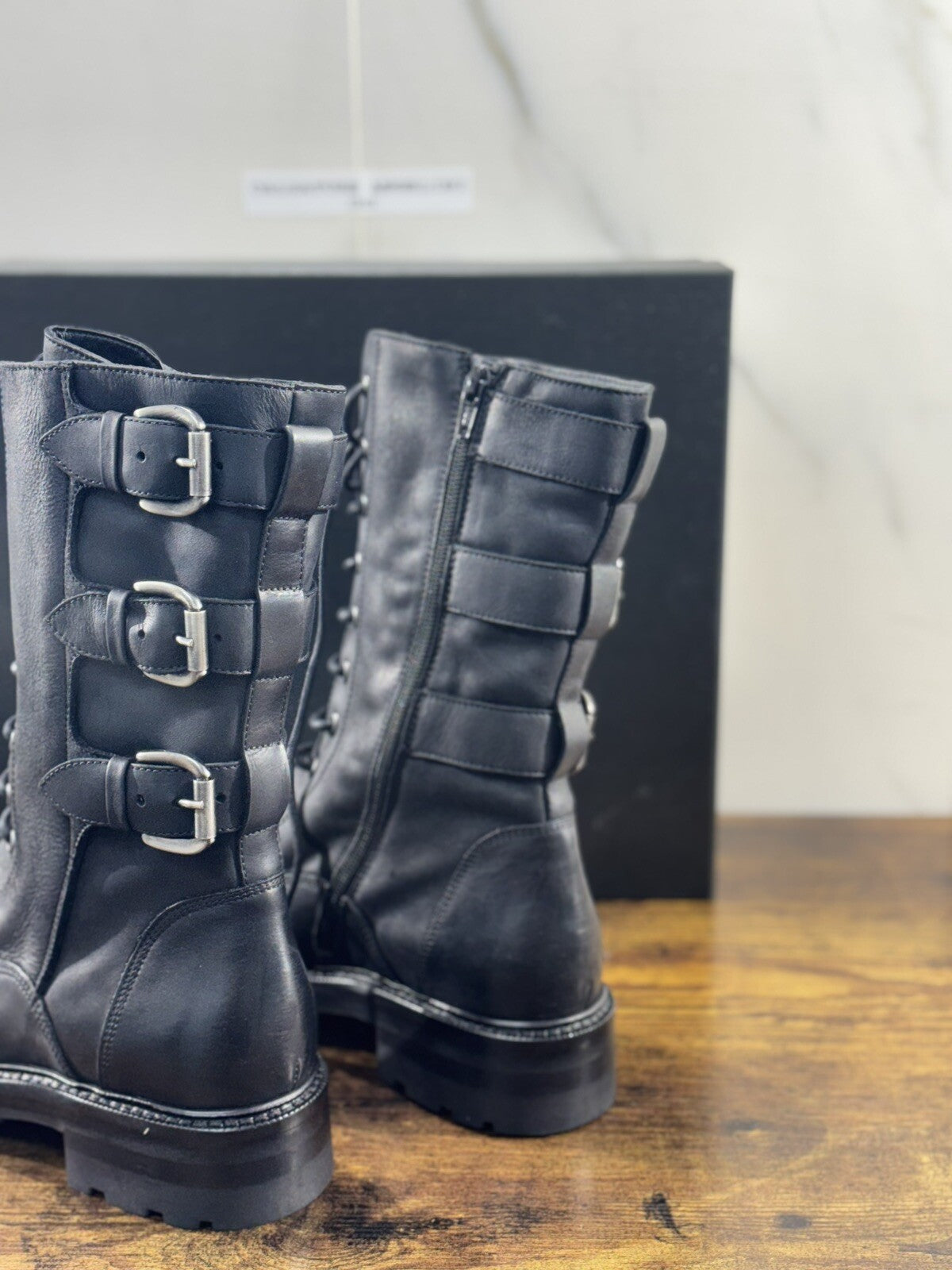 Strategia Biker Anfibio  Donna A5780 Pelle Nero Luxury Biker Boot Woman 41