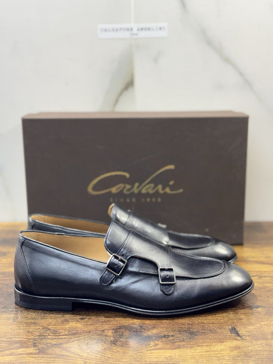 Corvari Scarpa Uomo Doppia Fibbia Pelle Blu  Casual Corvari Uomo 42