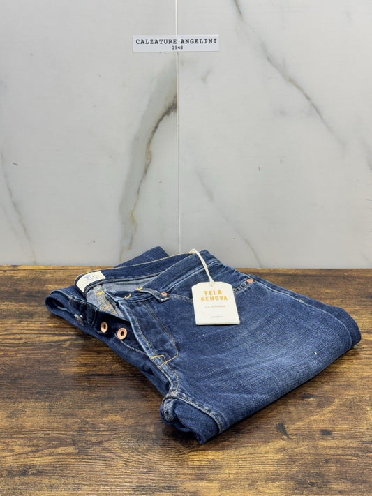 Tela Genova Jeans Cosmy Blue Cotone E Lino Casual Tela Genova Icon Jeans 34