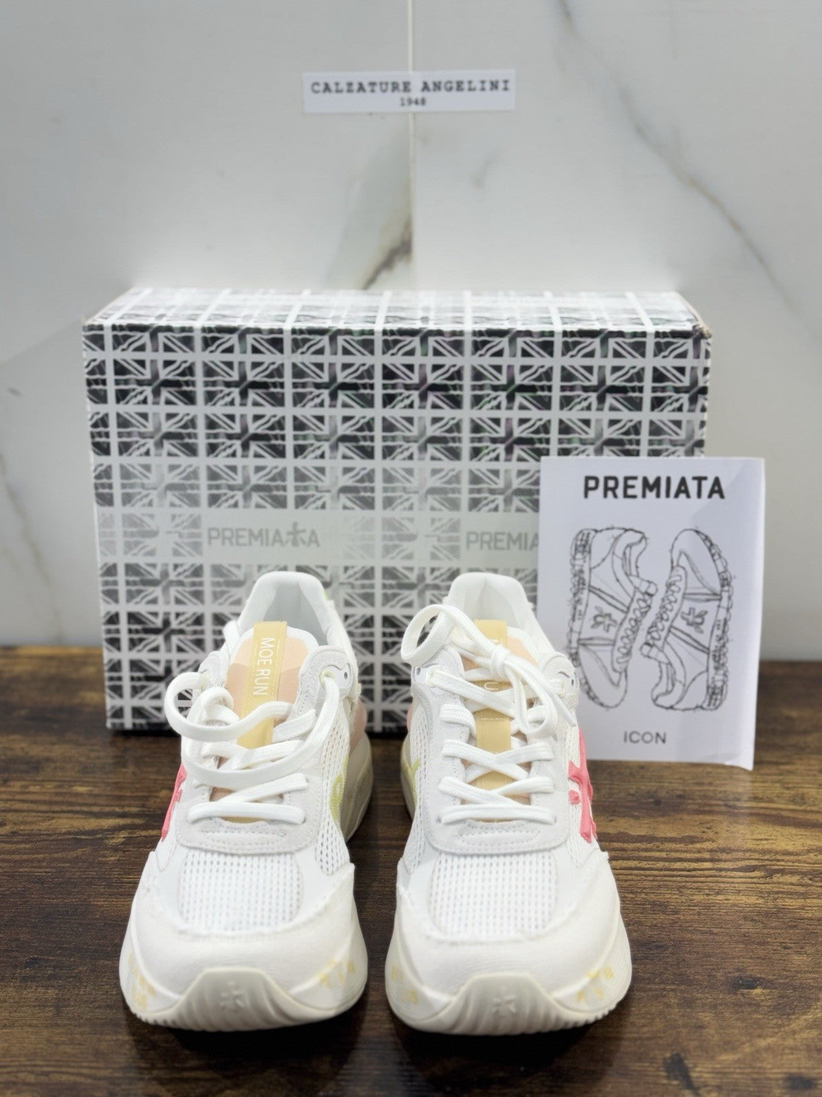 Premiata Moerun  Sneaker Pelle E TessutoBianca   Casual Premiata Scarpa Donna 41