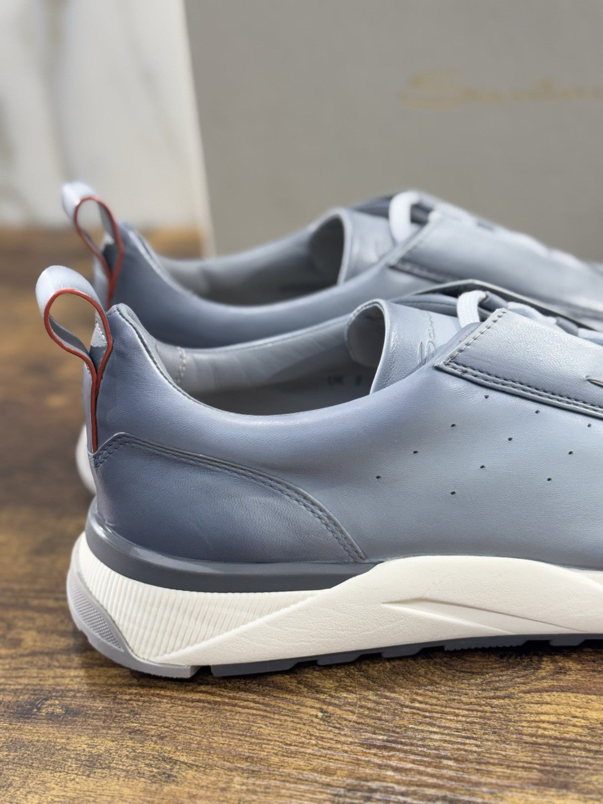 Santoni Sneaker Innova Pelle Light Blue Casual Luxury Santoni Scarpe Uomo 43