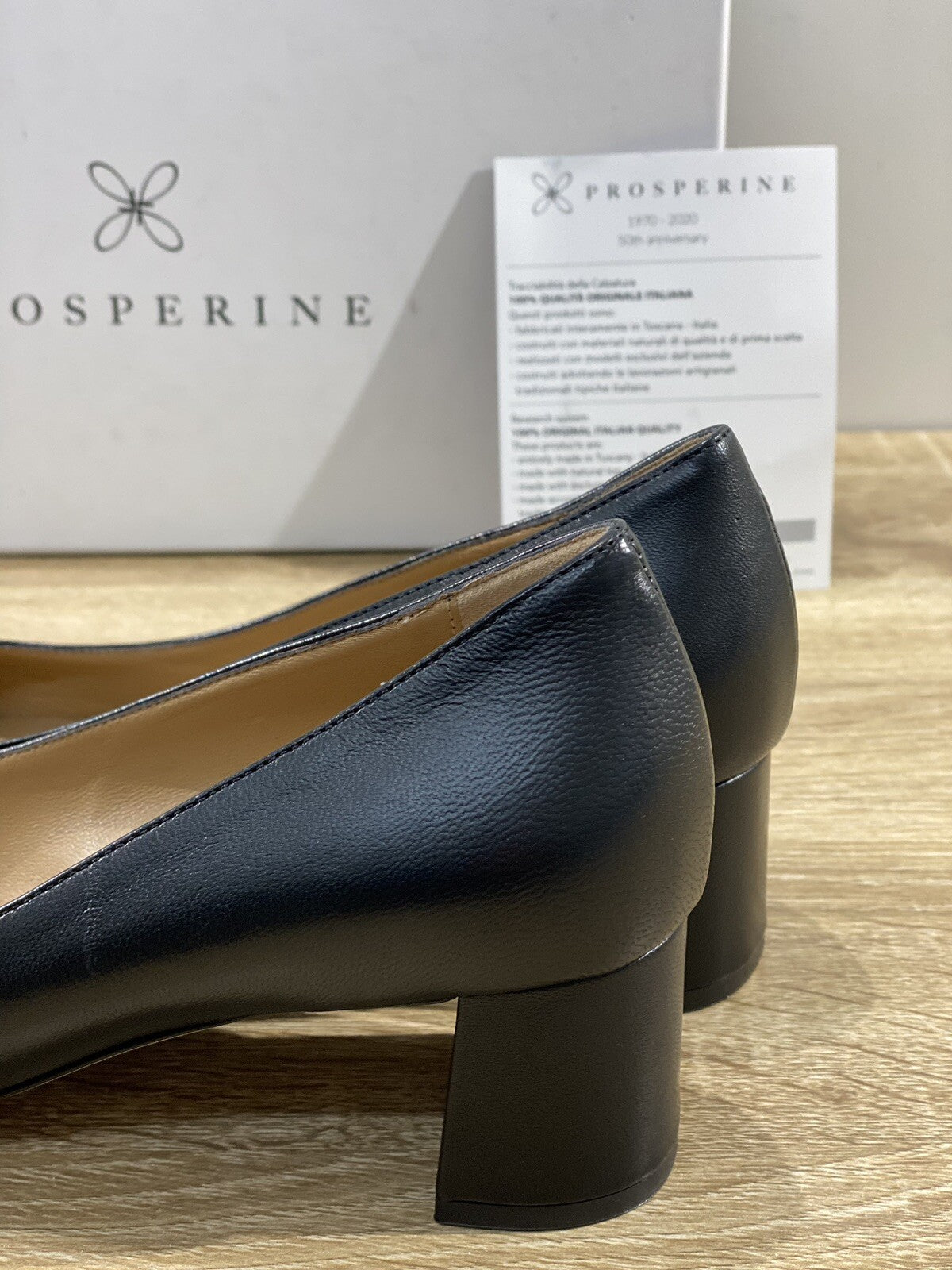 Prosperine Decollete donna in pelle Nero tacco 50 made in italy sacchetto 37.5