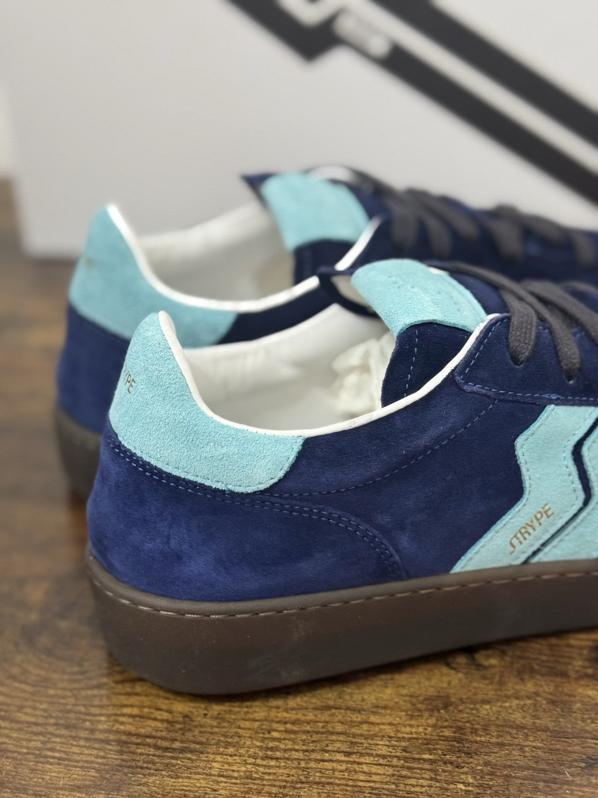 Strype Sneaker Pelle Suede Blu  Memory Foam Casual Uomo 44