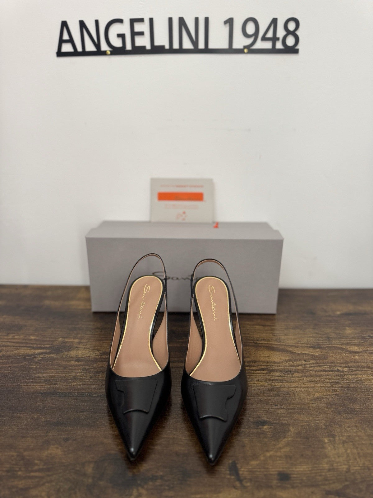 Santoni Sandalo  Sling Back Pelle Nera  Luxury Santoni Woman Shoes 37