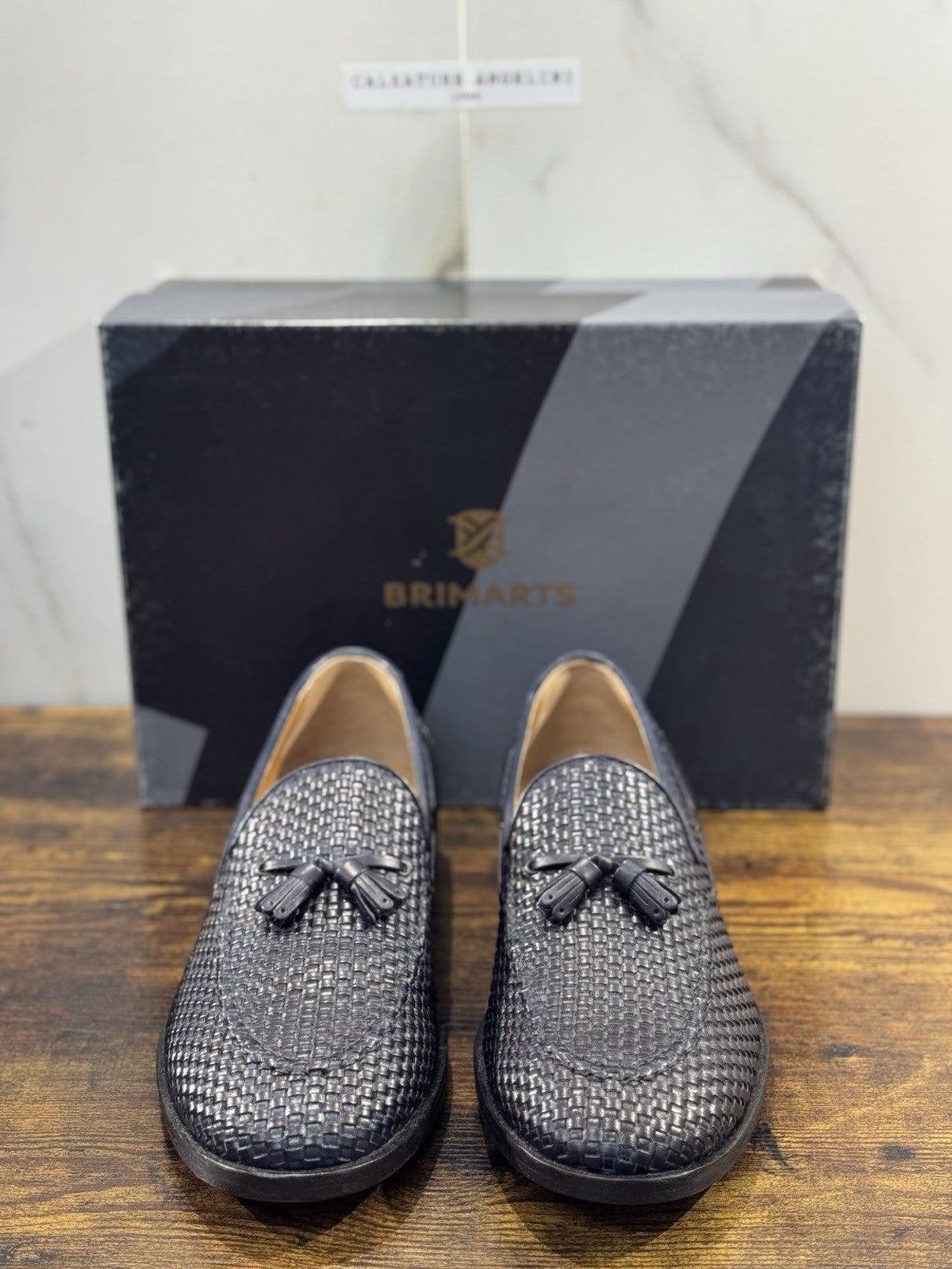 Brimarts Mocassino Uomo Intrecciato Pelle Blu 44