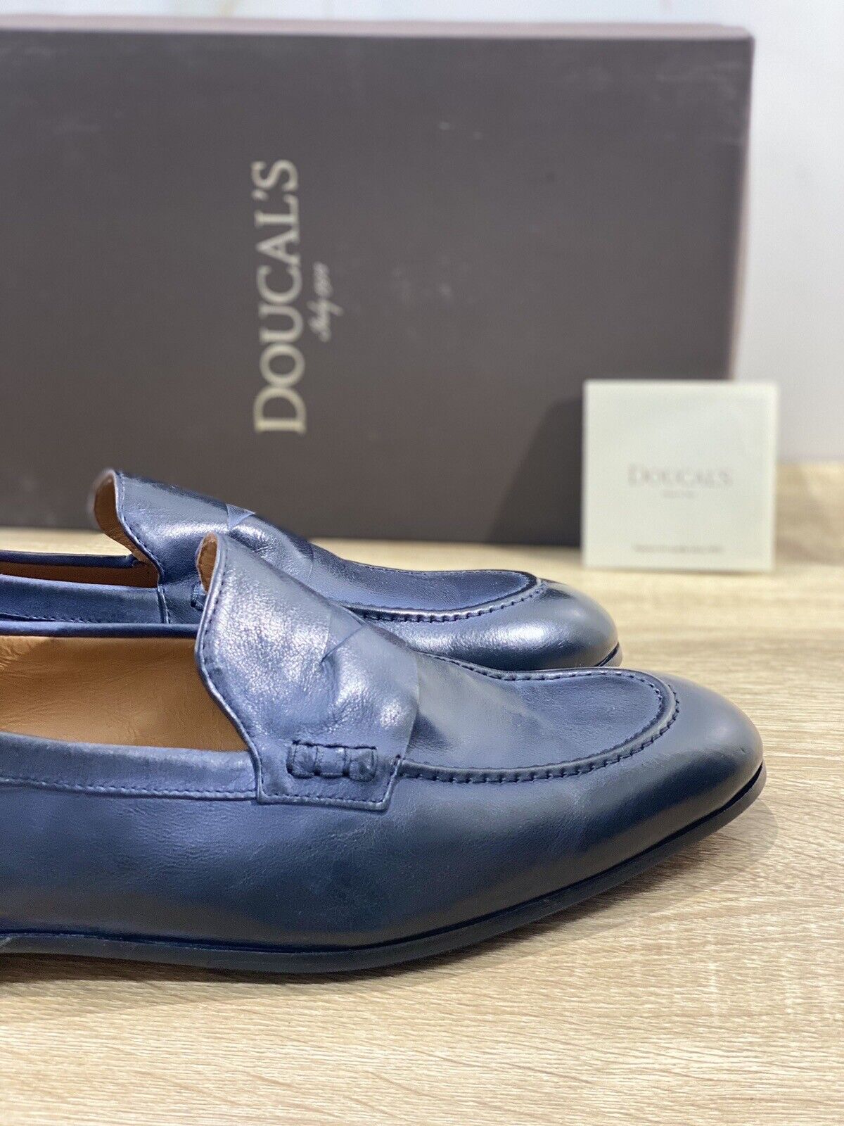 Doucal’s Mocassino Uomo Chetta Pelle Blu Ultra Flexible Luxury Men  45