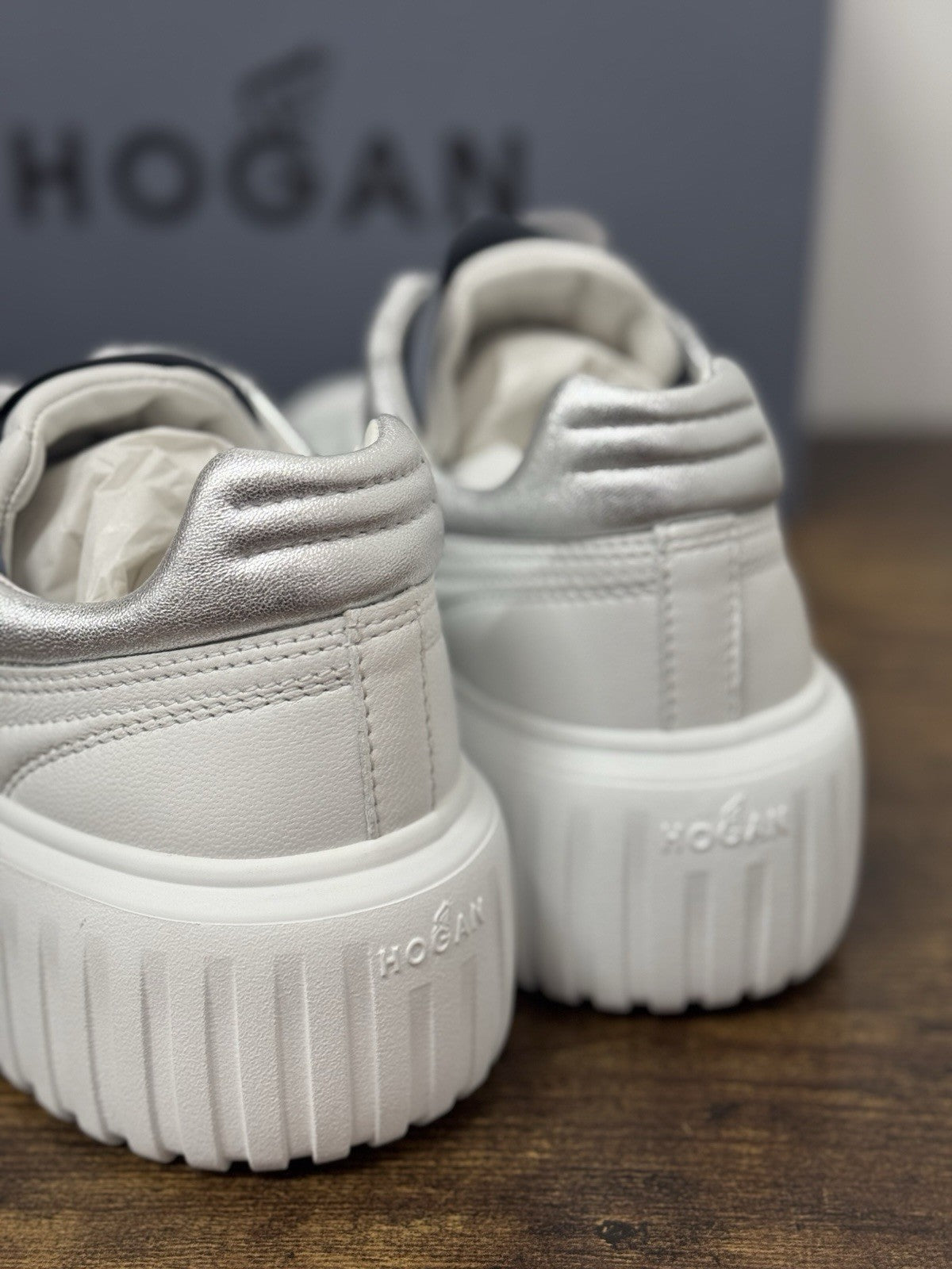 Hogan H Stipes  Sneaker Pelle Bianca Argento  Casual Hogan Donna 36.5
