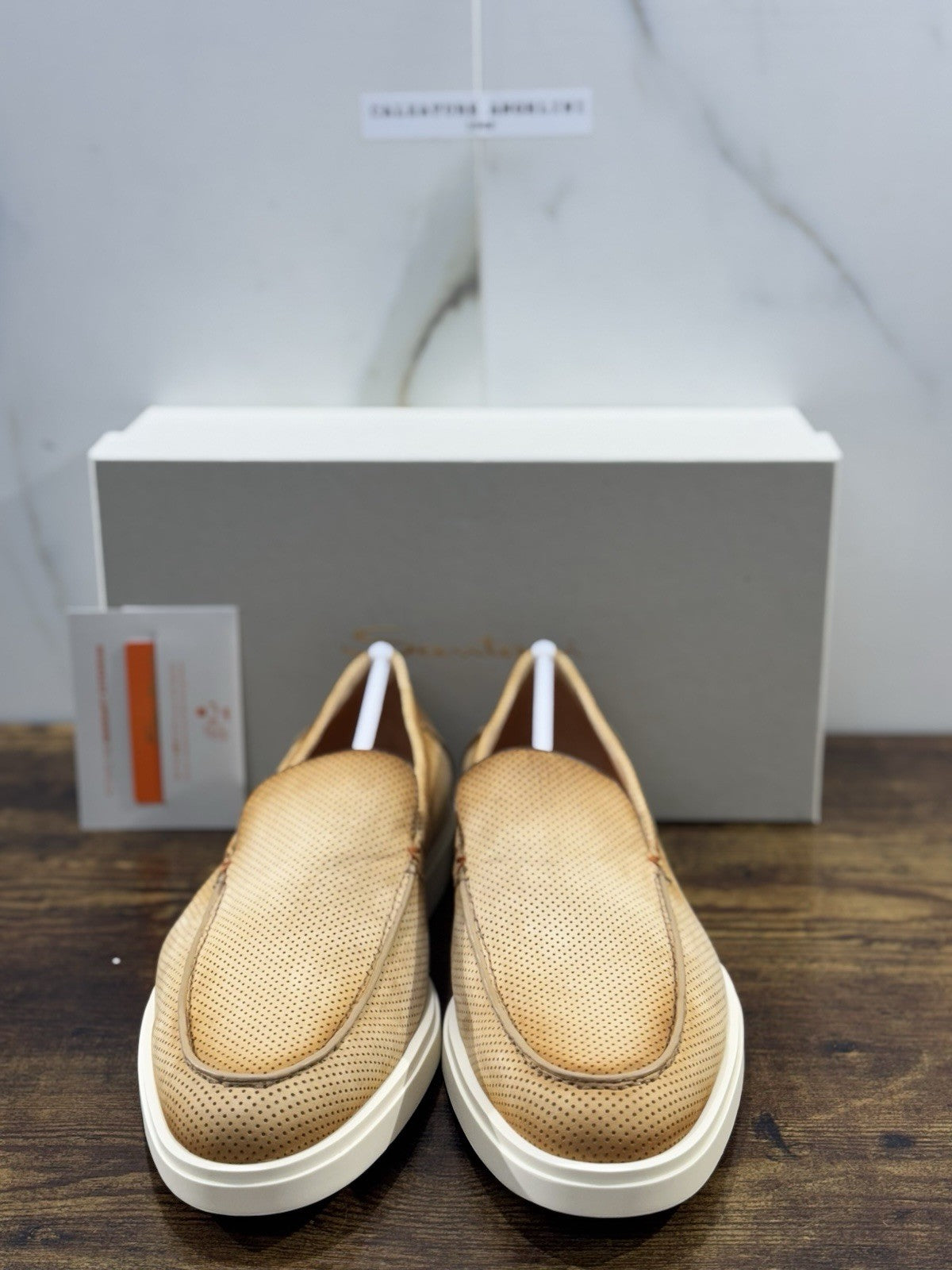 Santoni Mocassino Summer Walk Pelle  Light Brown Luxury Santoni Scarpe Uomo 46