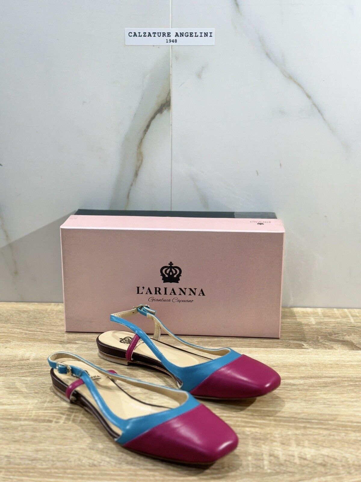 L’ARIANNA Scarpa Donna Sling Back Pelle Fuxia Made In Italy 37