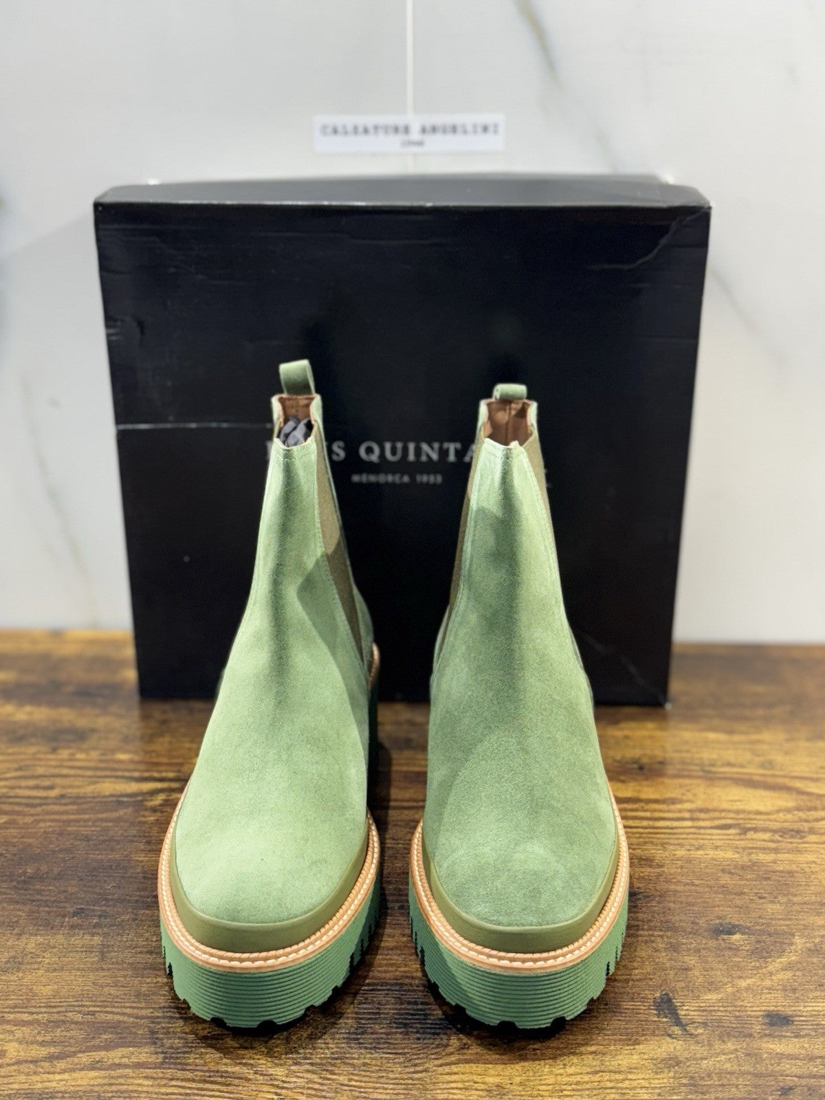 Pons Quintana Stivaletto Donna Carm B Suede Verde   Zeppa  Luxury Boot 40